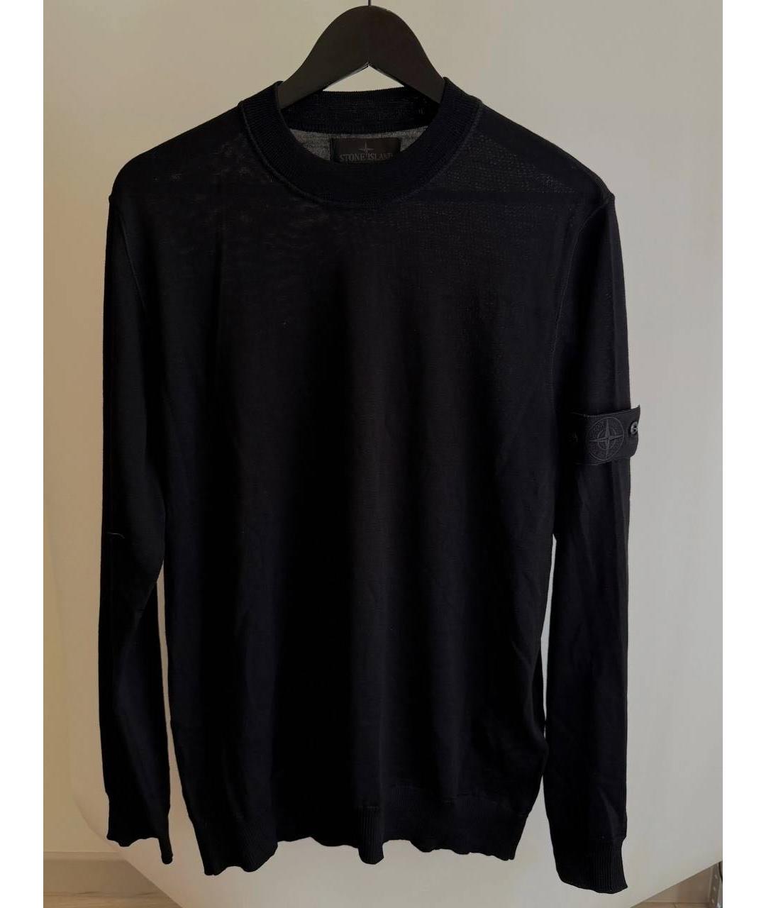 STONE ISLAND Черный хлопковый джемпер / свитер, фото 3