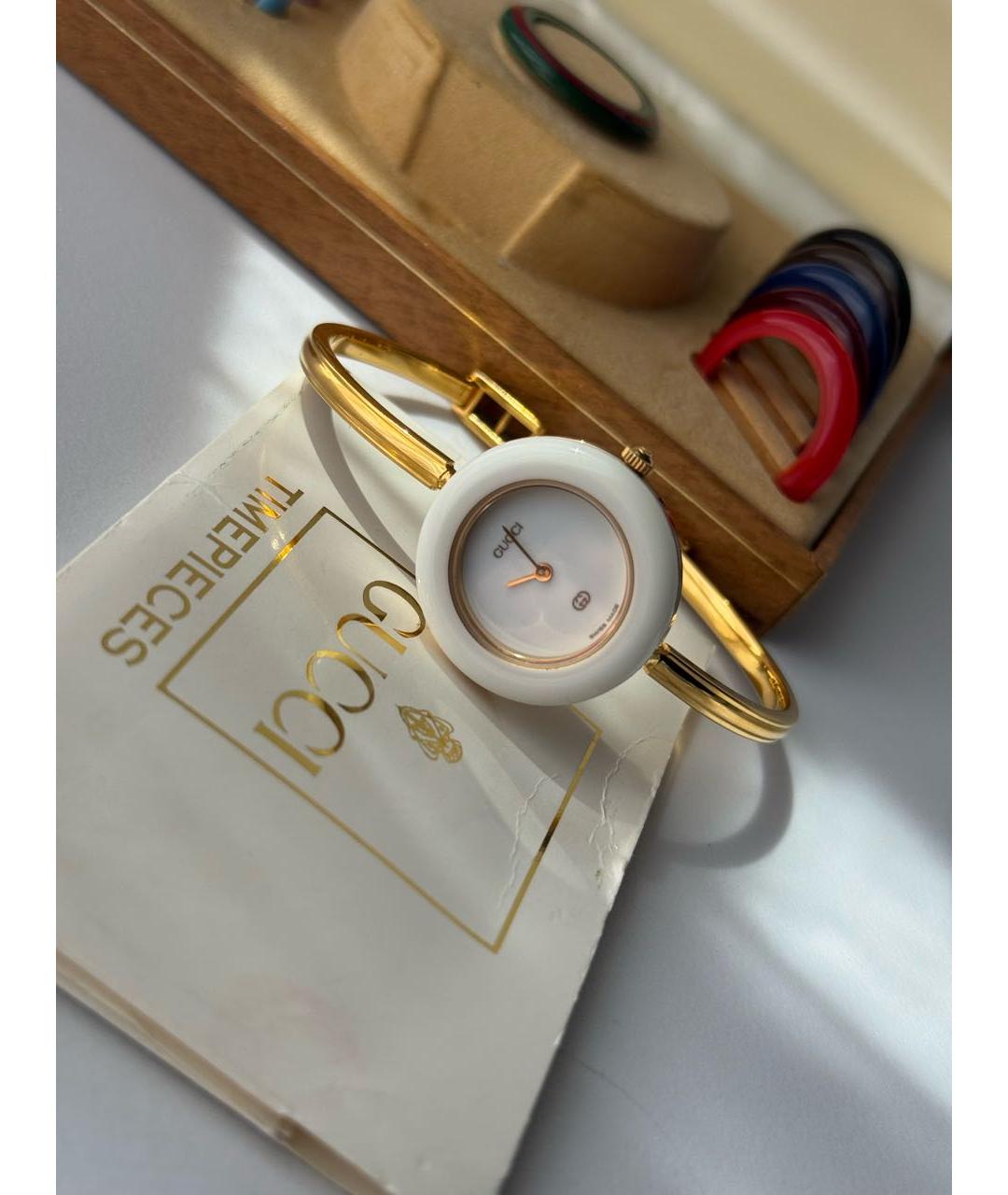 GUCCI Золотые пластиковые часы, фото 5
