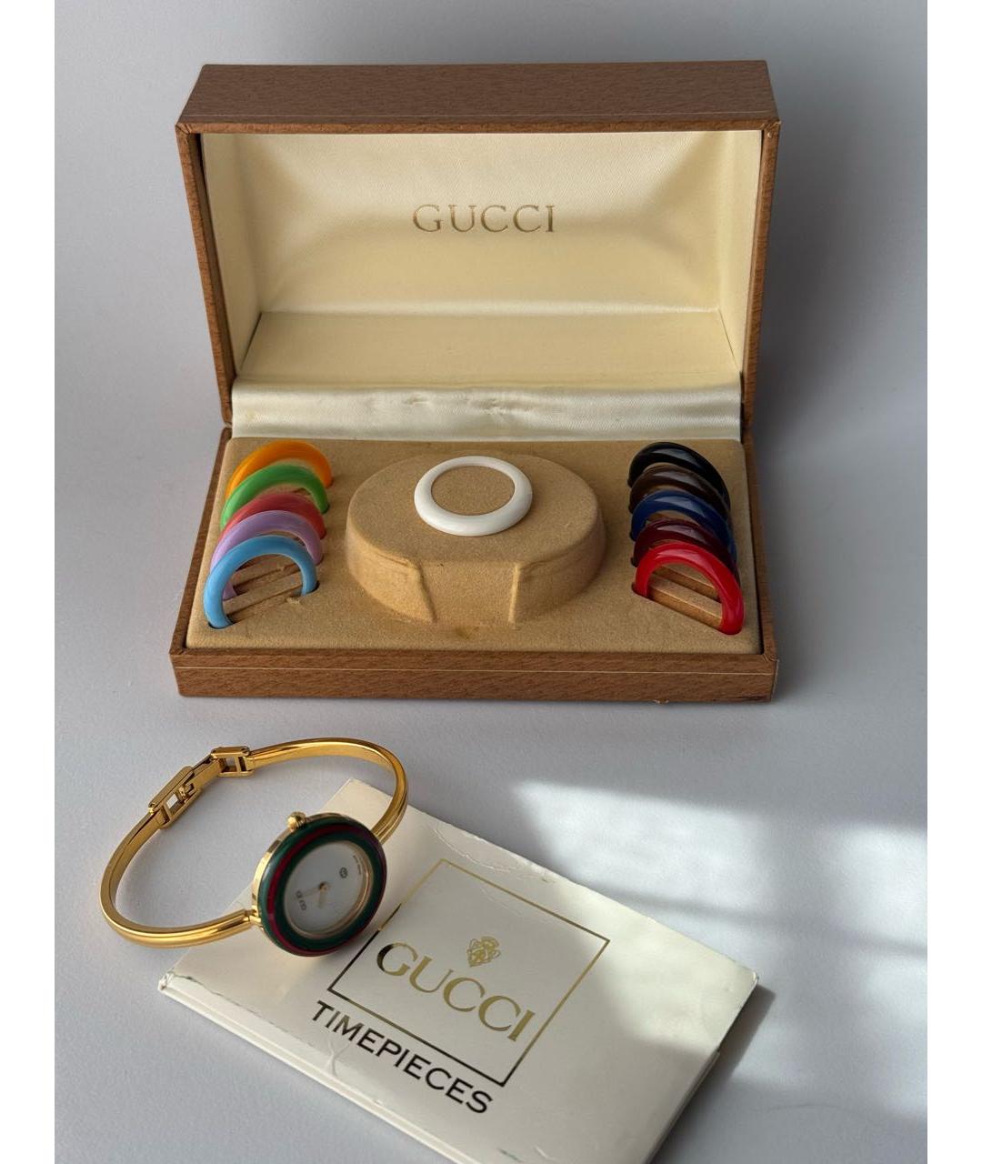 GUCCI Золотые пластиковые часы, фото 3