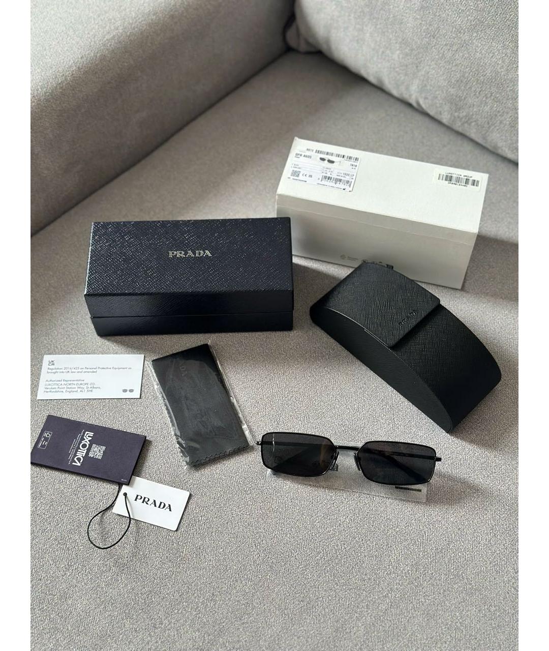 PRADA Черные металлические солнцезащитные очки, фото 2