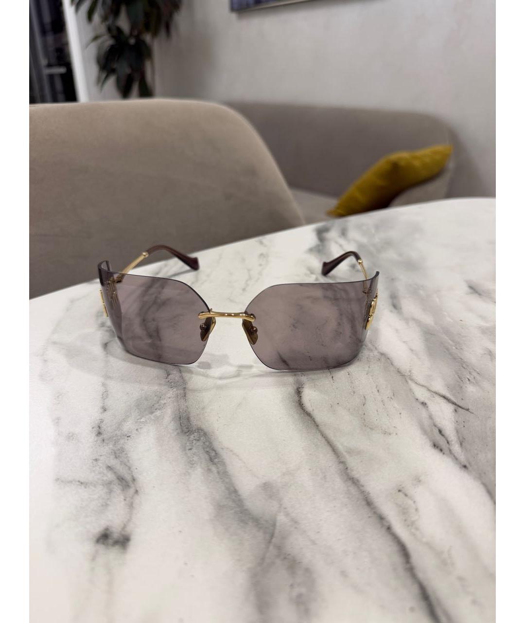 MIU MIU Золотые металлические солнцезащитные очки, фото 6