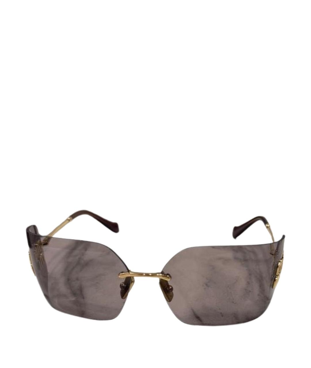 MIU MIU Золотые металлические солнцезащитные очки, фото 1