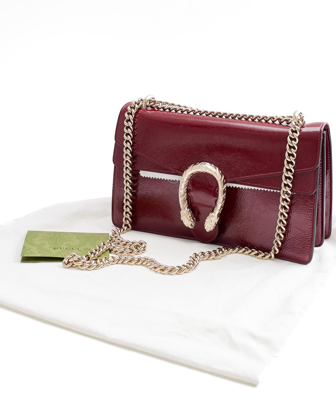 GUCCI Бордовая кожаная сумка через плечо, фото 5