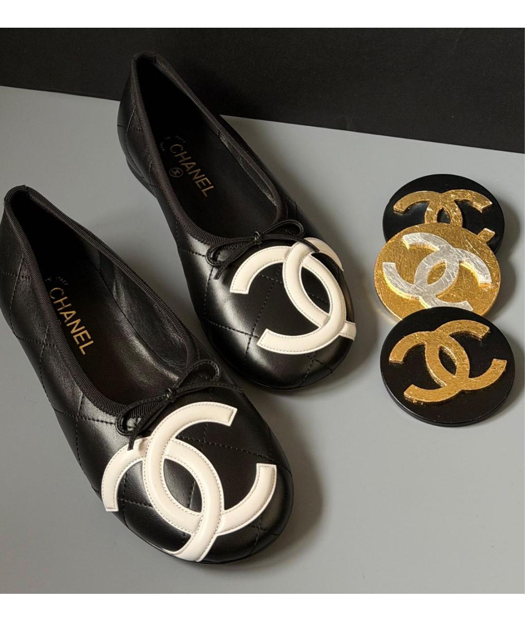 CHANEL Черные кожаные балетки, фото 3