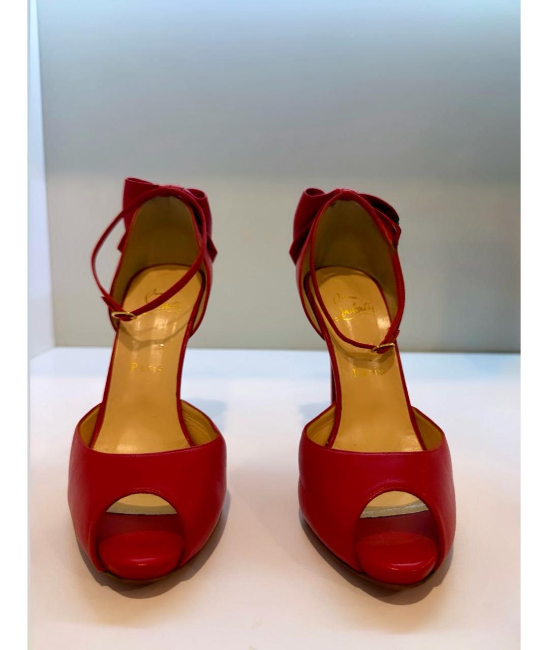 CHRISTIAN LOUBOUTIN Красные кожаные босоножки, фото 2