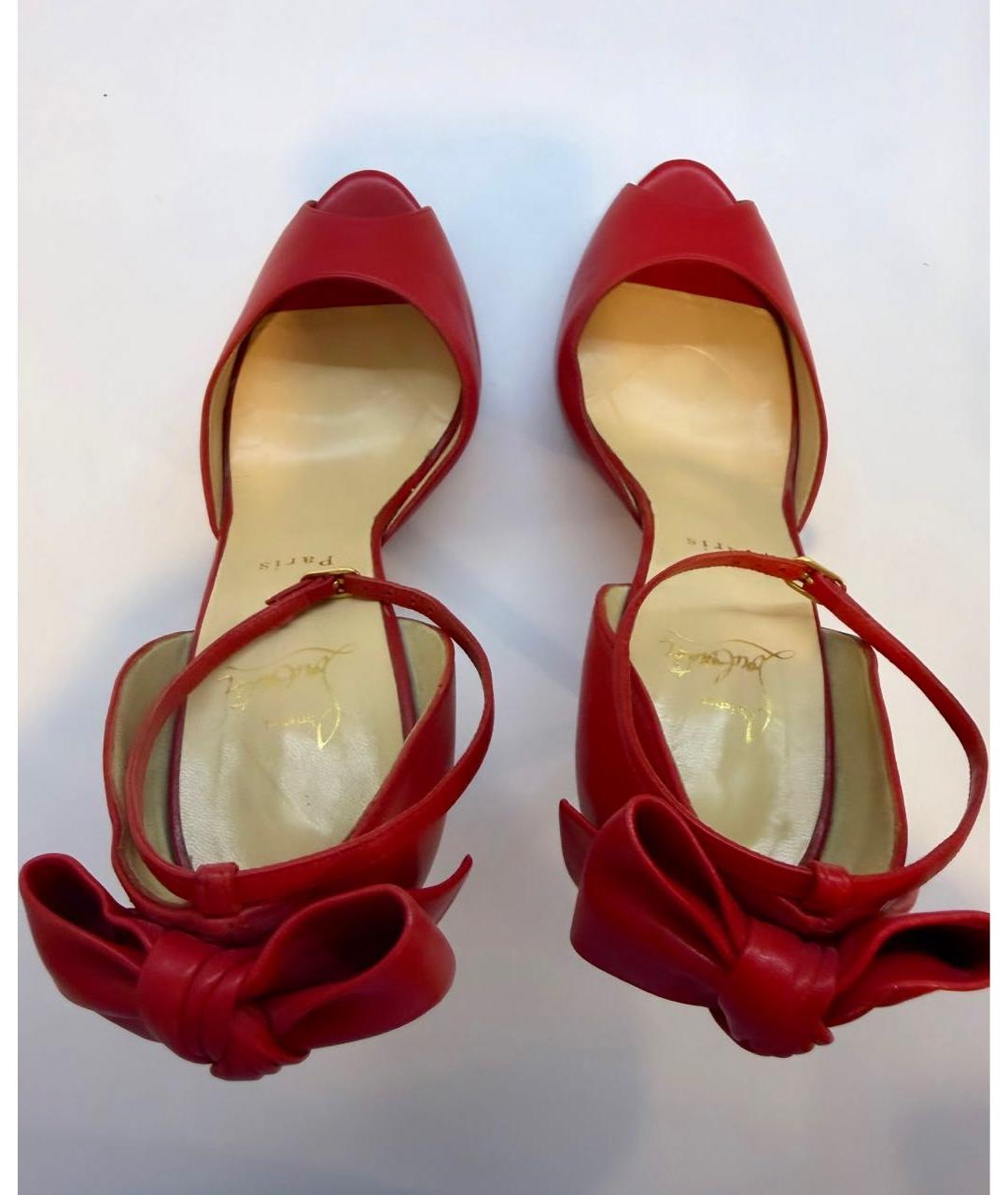 CHRISTIAN LOUBOUTIN Красные кожаные босоножки, фото 3