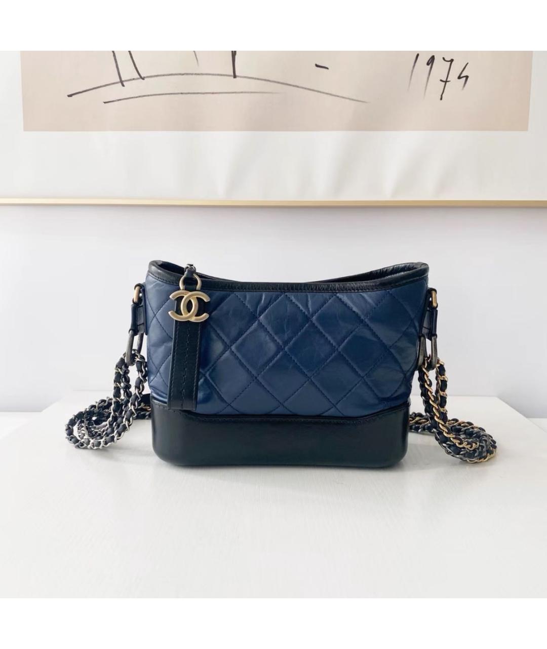 CHANEL Темно-синяя кожаная сумка через плечо, фото 4