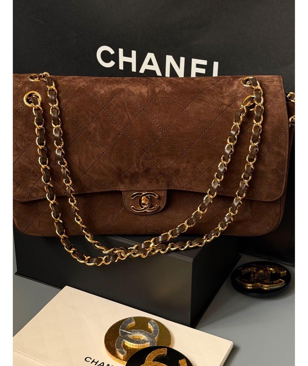 CHANEL Коричневая замшевая сумка через плечо, фото 2