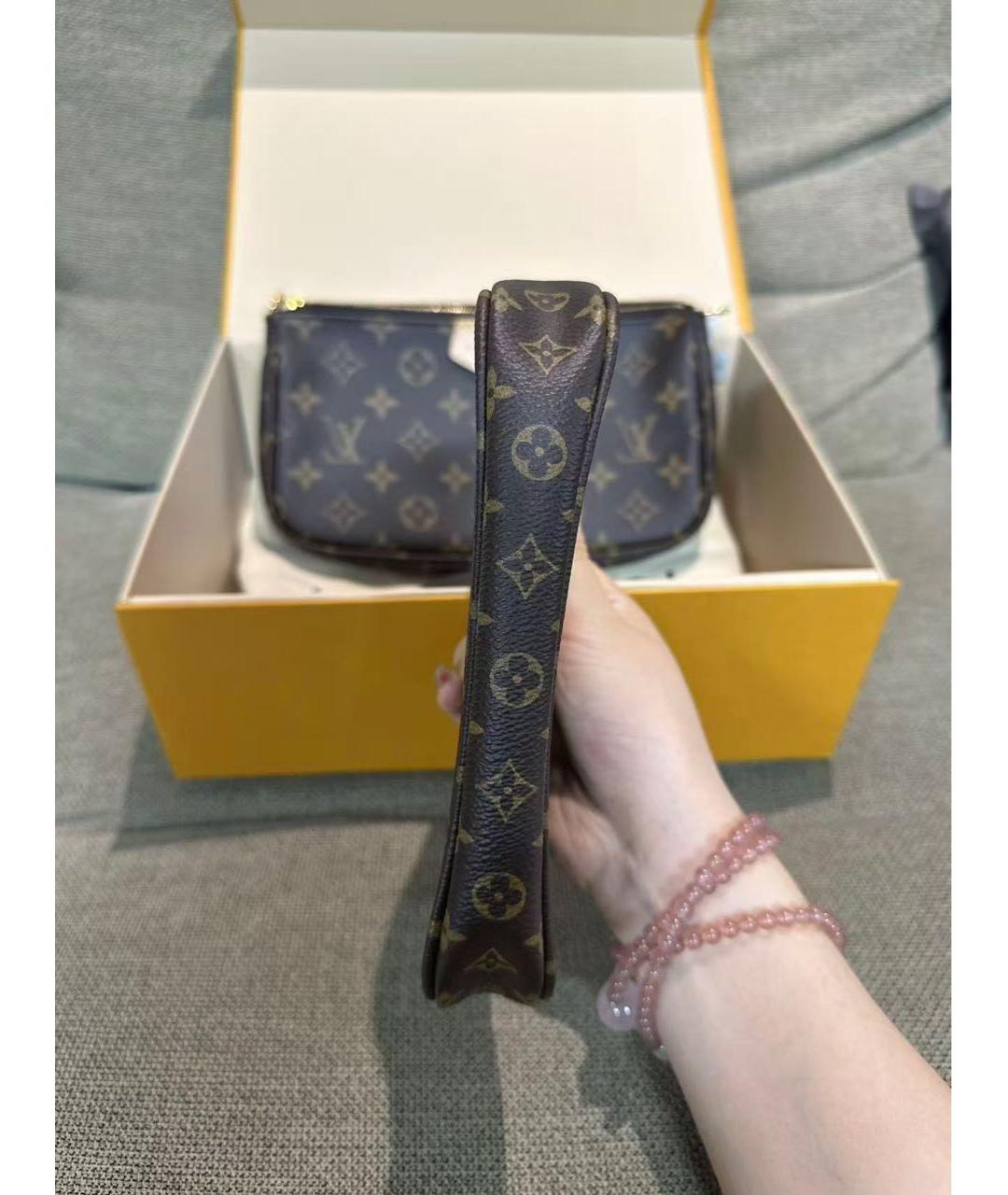 LOUIS VUITTON Коричневая кожаная сумка через плечо, фото 6