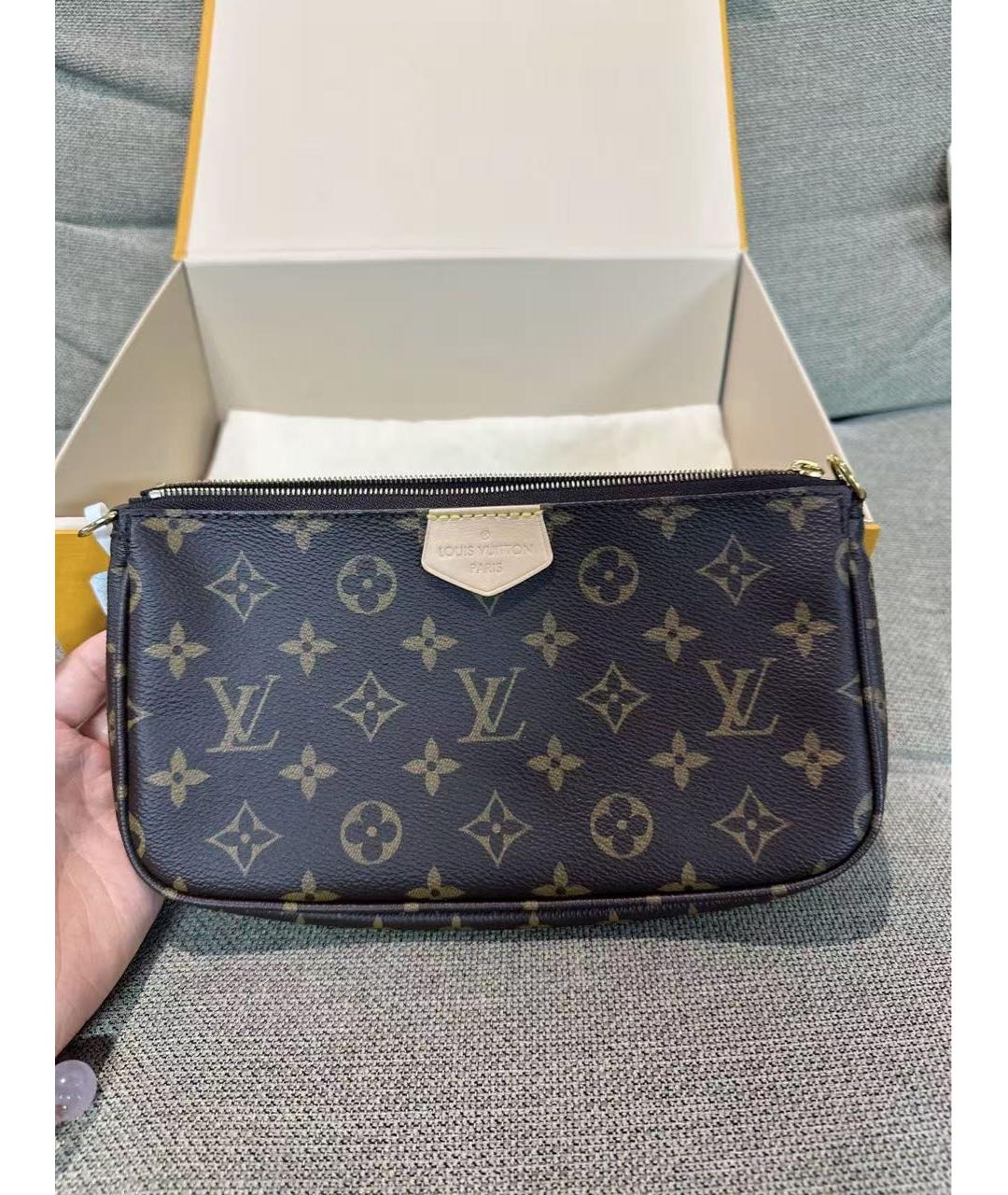 LOUIS VUITTON Коричневая кожаная сумка через плечо, фото 7