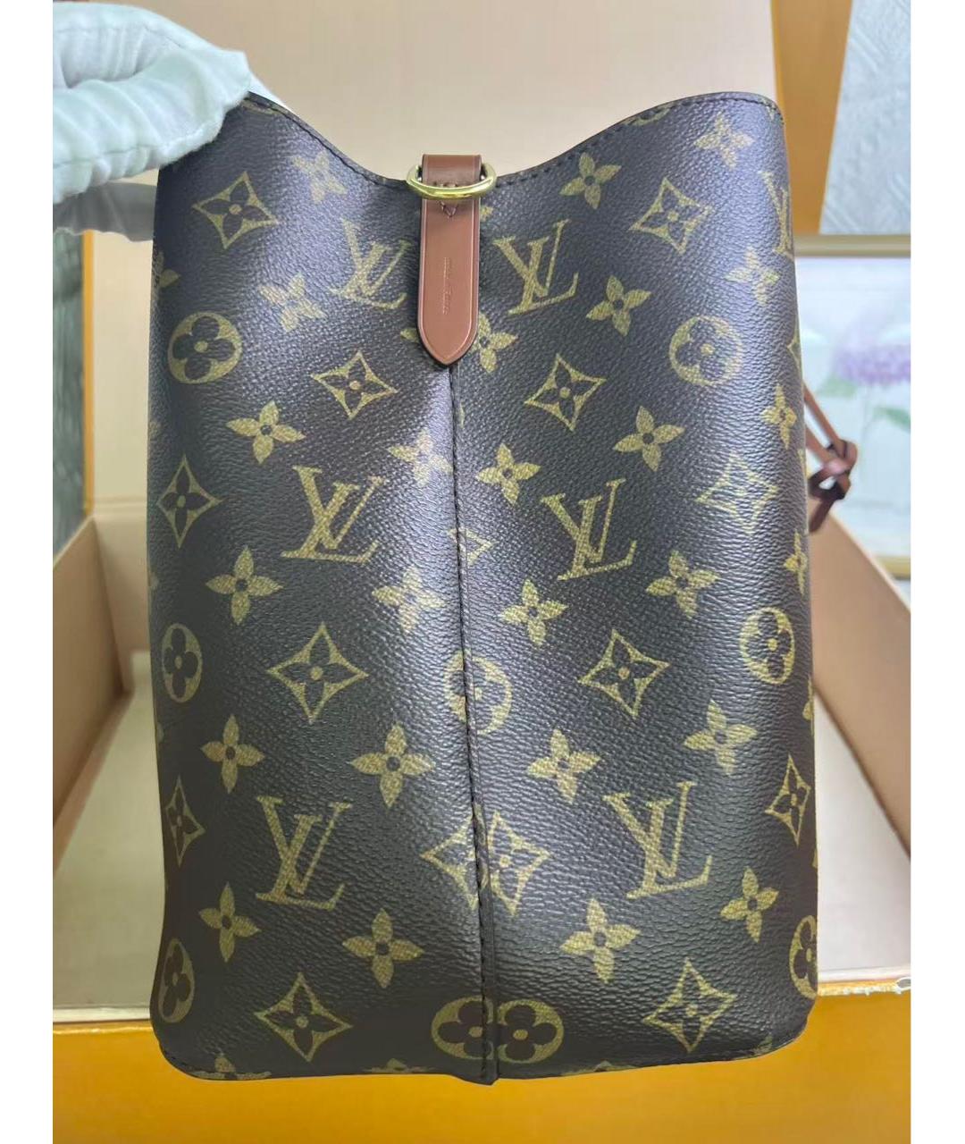 LOUIS VUITTON Коричневая кожаная сумка через плечо, фото 6