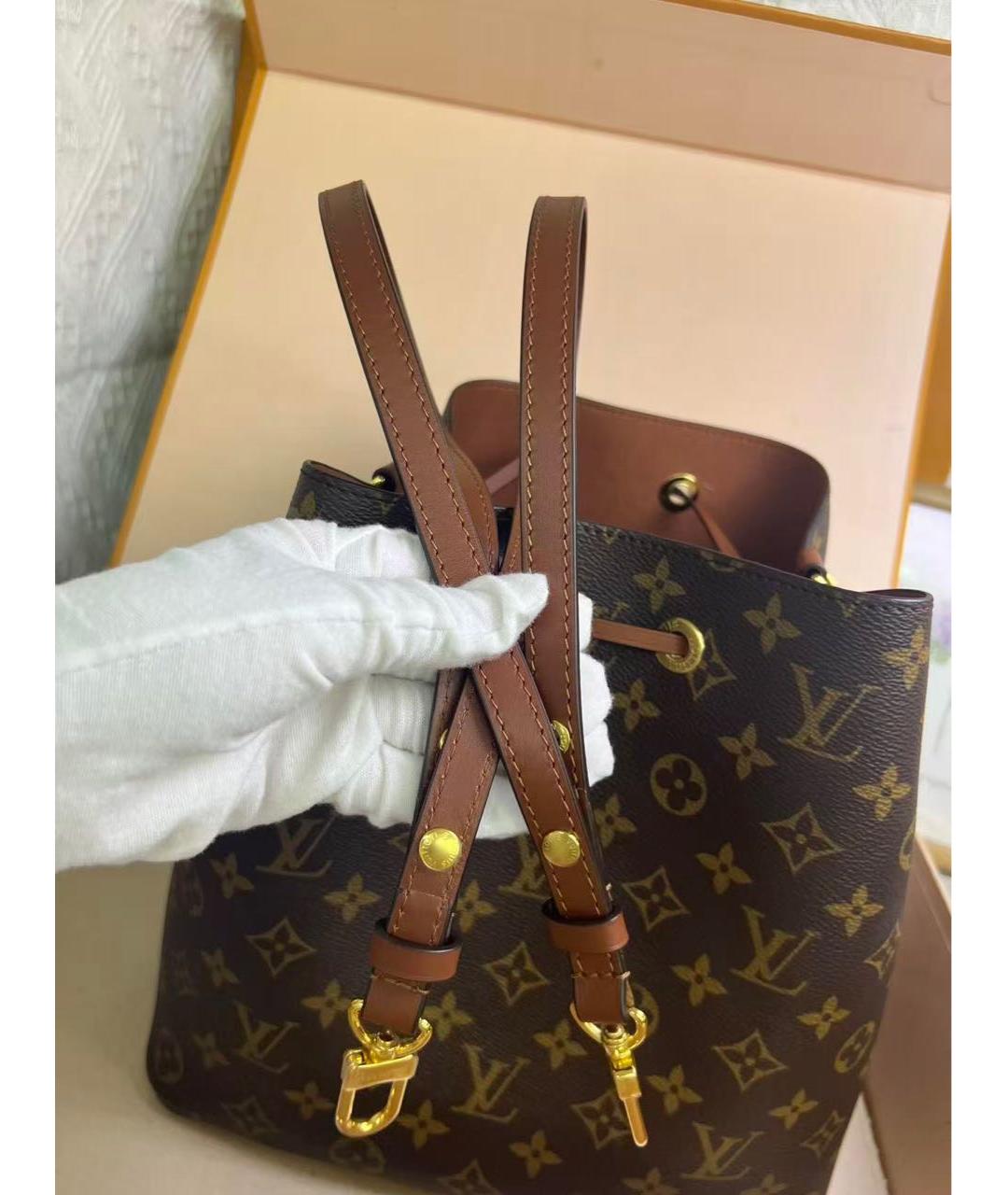 LOUIS VUITTON Коричневая кожаная сумка через плечо, фото 4
