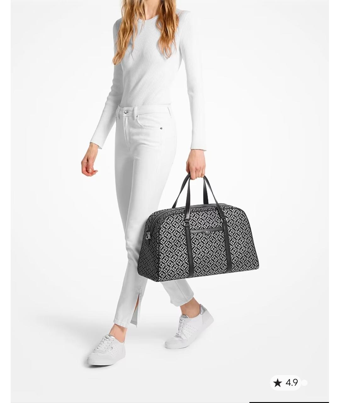 MICHAEL KORS Черная жаккардовая дорожная/спортивная сумка, фото 4
