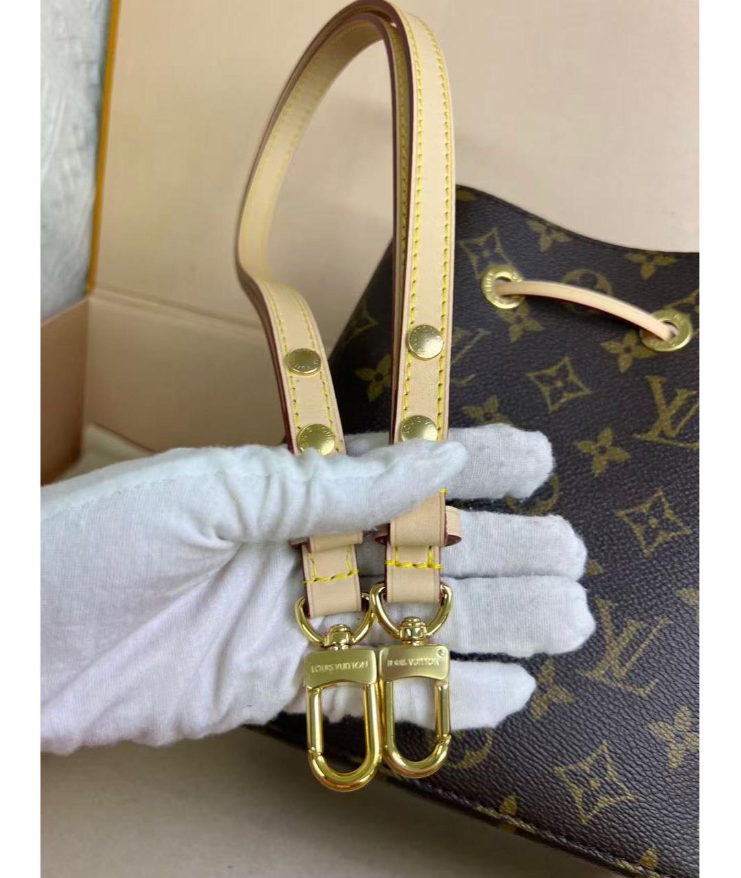 LOUIS VUITTON Коричневая кожаная сумка тоут, фото 8