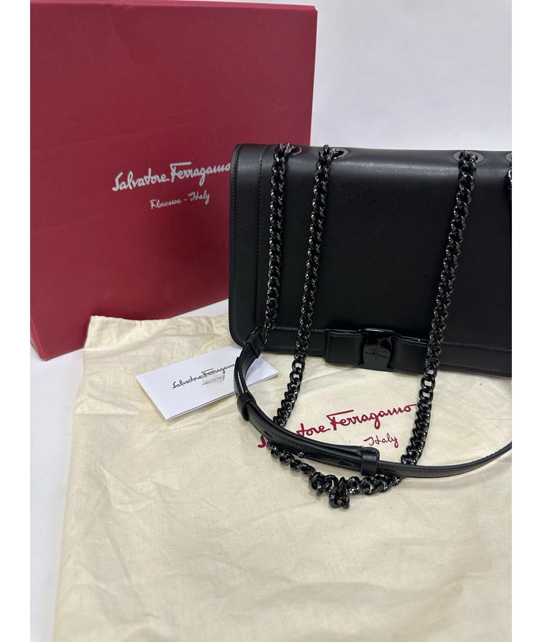 FERRAGAMO Черная кожаная сумка через плечо, фото 6