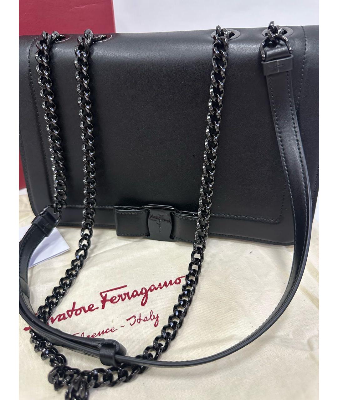 FERRAGAMO Черная кожаная сумка через плечо, фото 7