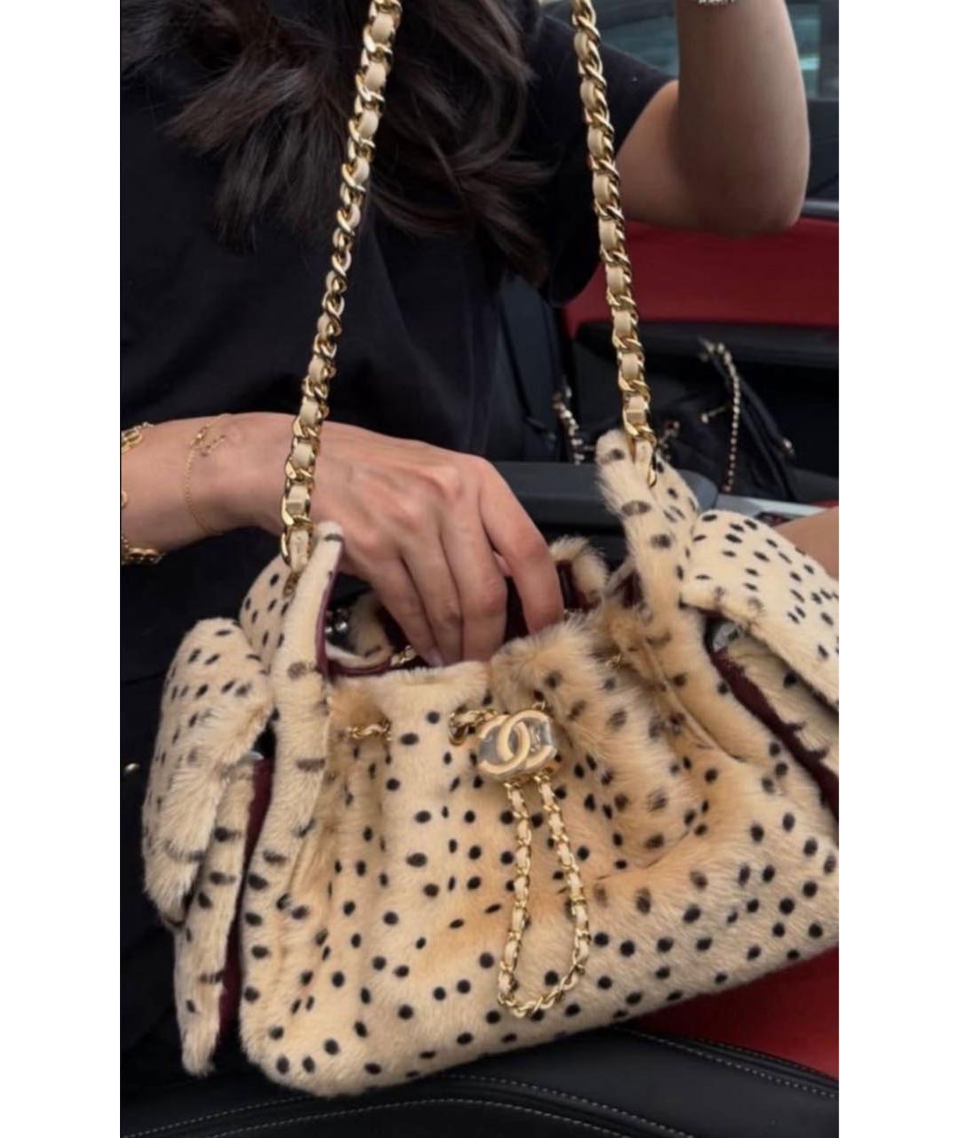 CHANEL Бежевая шерстяная сумка через плечо, фото 2
