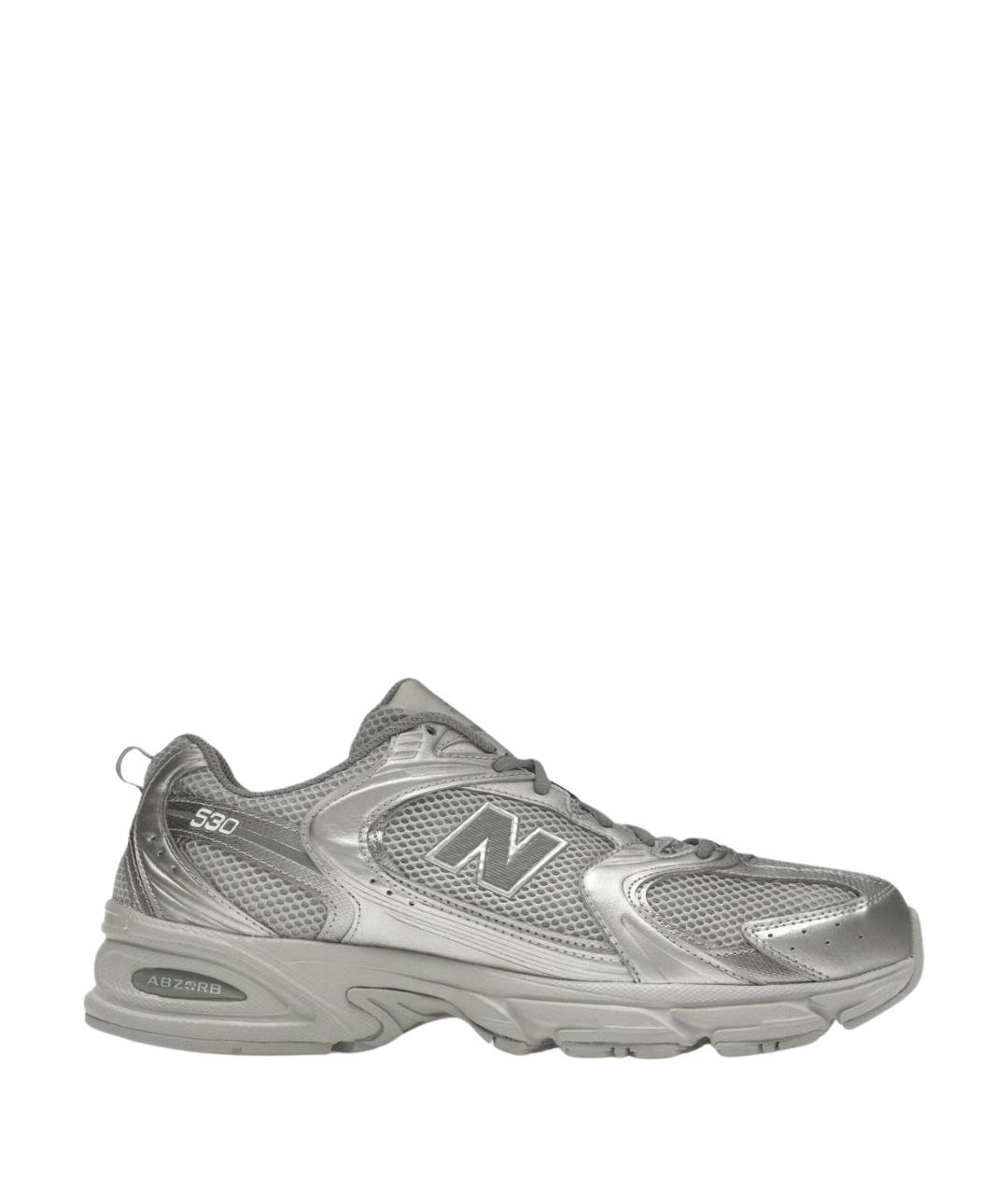 NEW BALANCE Серебряные текстильные кроссовки, фото 1