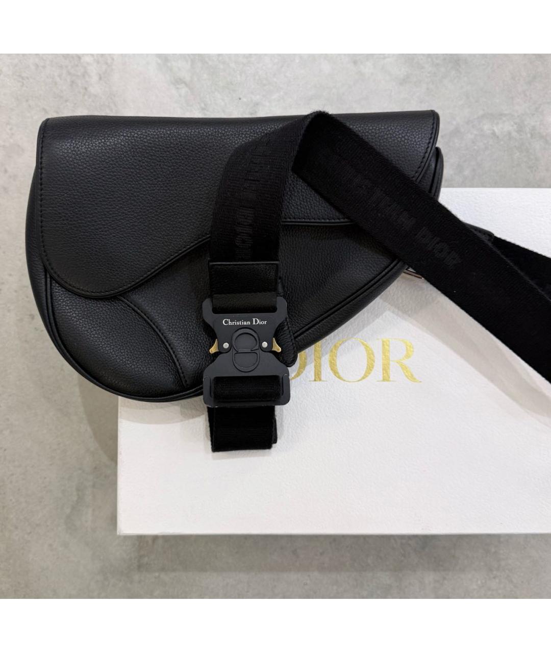 CHRISTIAN DIOR Черная кожаная сумка на плечо, фото 5