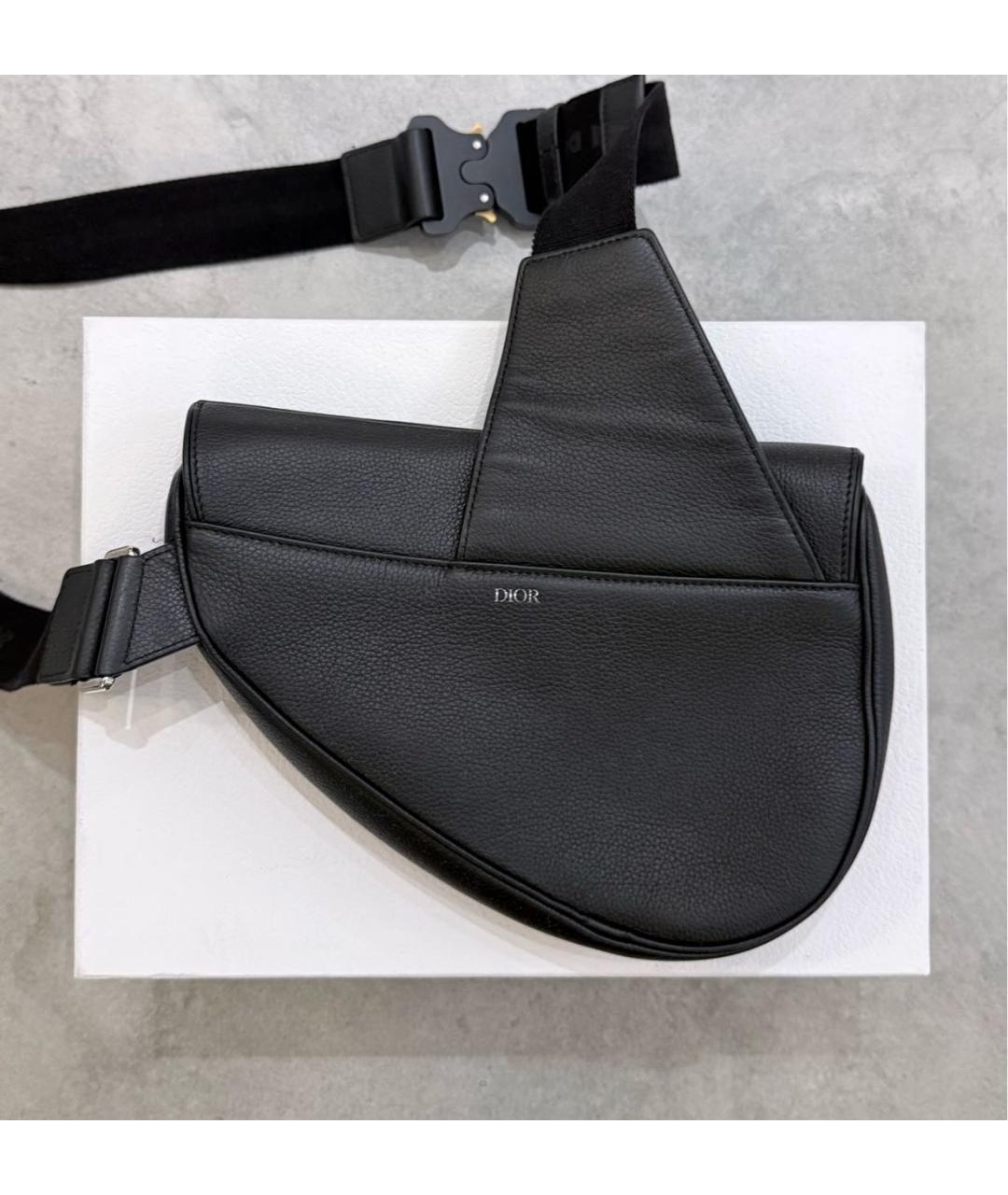 CHRISTIAN DIOR Черная кожаная сумка на плечо, фото 3