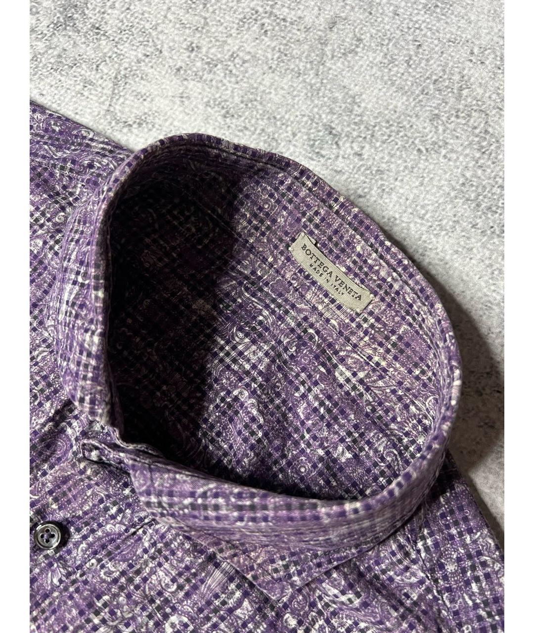 BOTTEGA VENETA Фиолетовая хлопковая кэжуал рубашка, фото 6