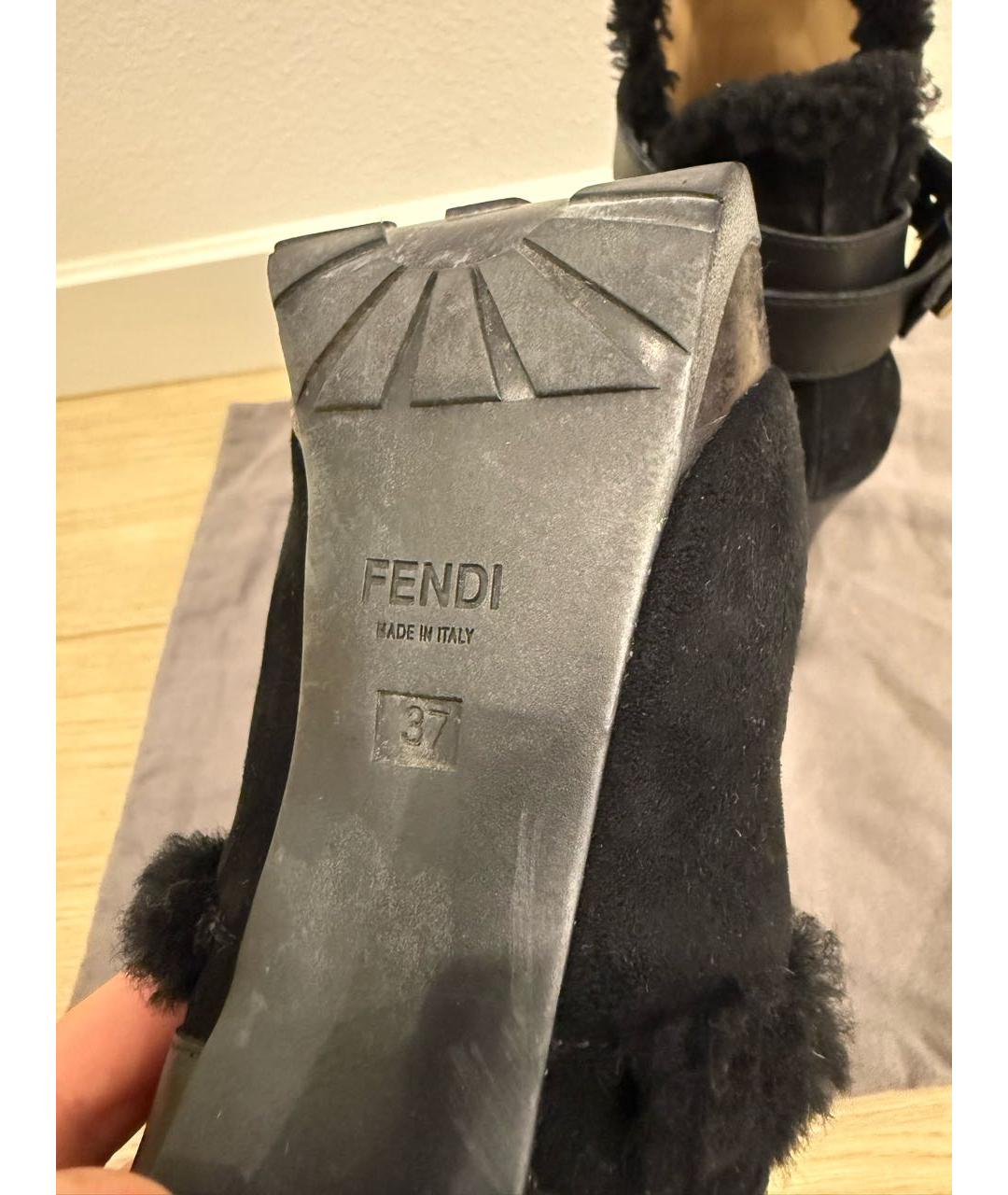 FENDI Черные замшевые ботильоны, фото 5