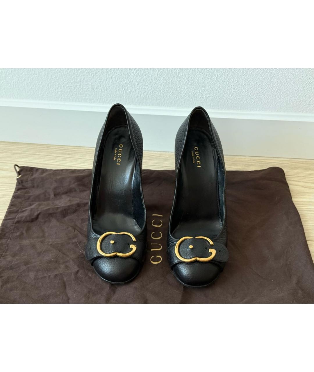 GUCCI Черные кожаные туфли, фото 1