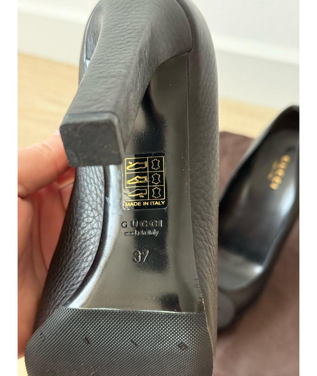 GUCCI Черные кожаные туфли, фото 4
