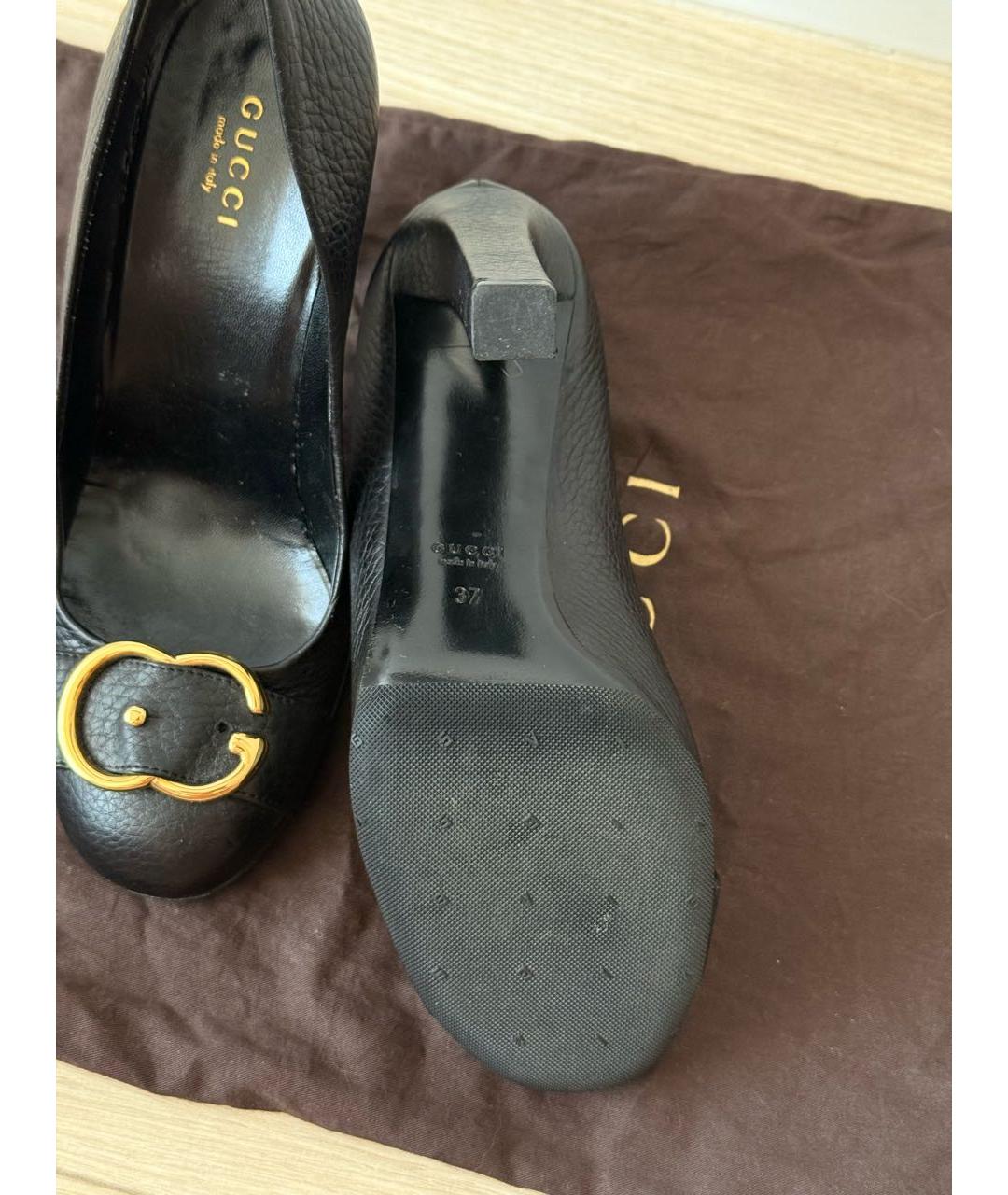 GUCCI Черные кожаные туфли, фото 5