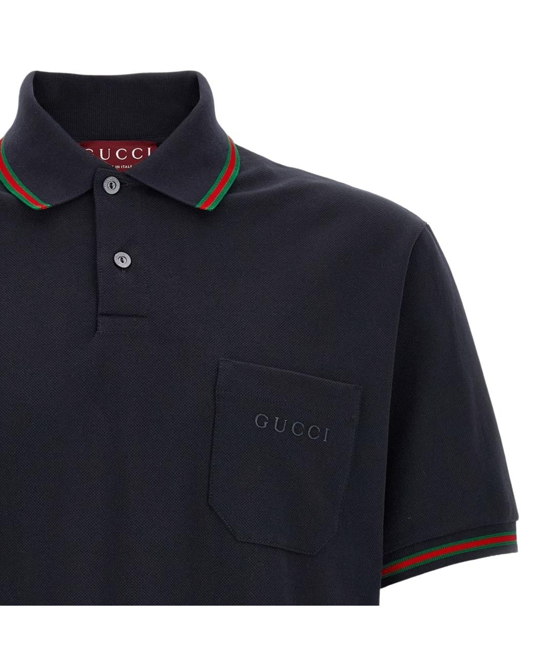 GUCCI Темно-синее поло с коротким рукавом, фото 3