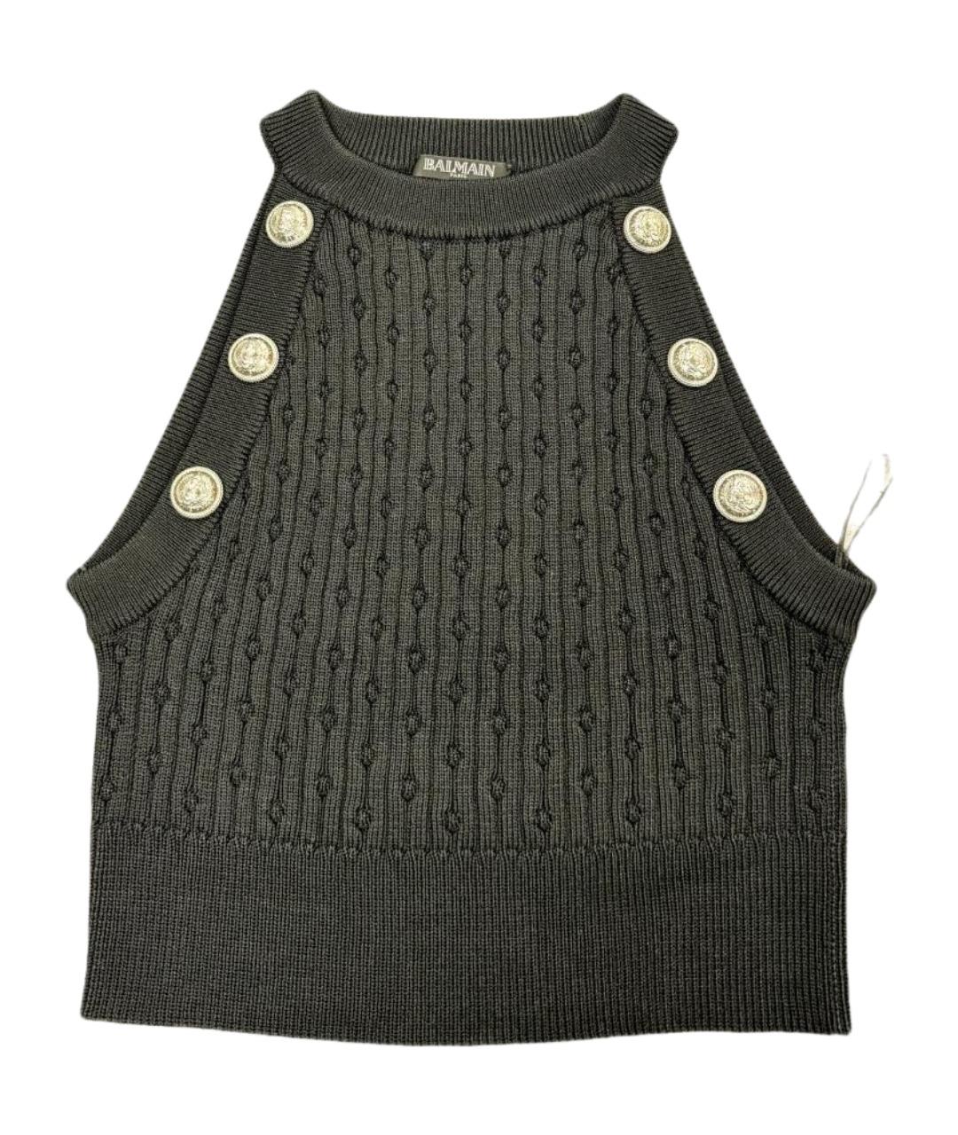 BALMAIN Черная вискозная майка, фото 1