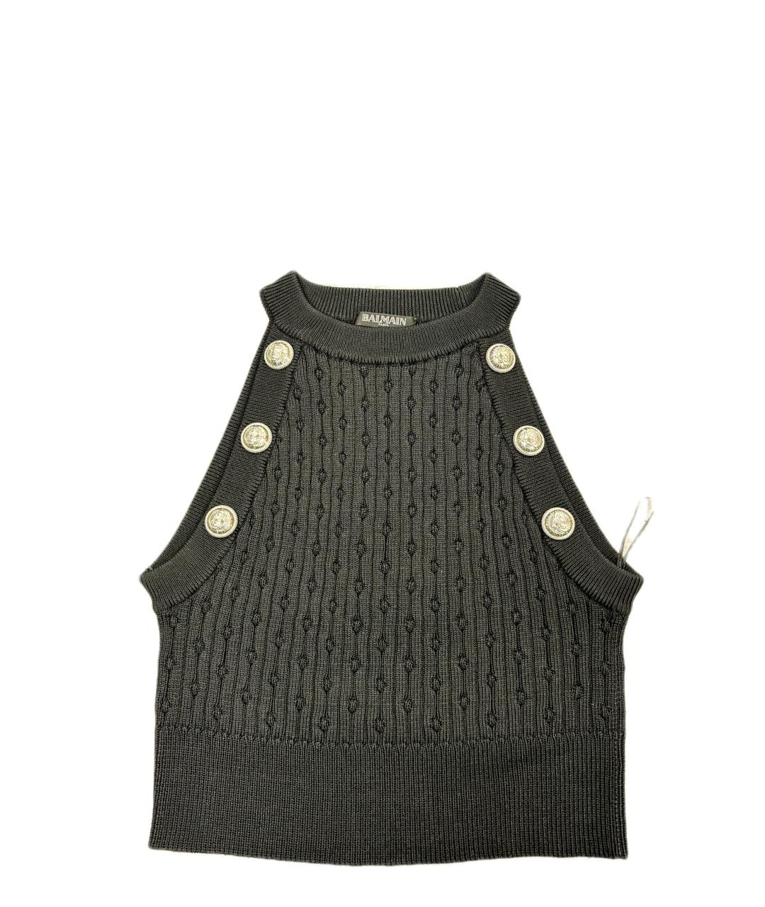 BALMAIN Черная вискозная майка, фото 6
