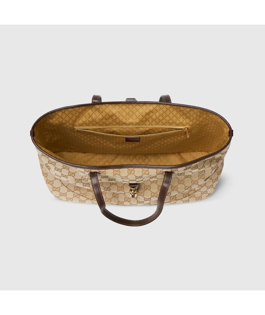 GUCCI Бежевая жаккардовая сумка тоут, фото 2
