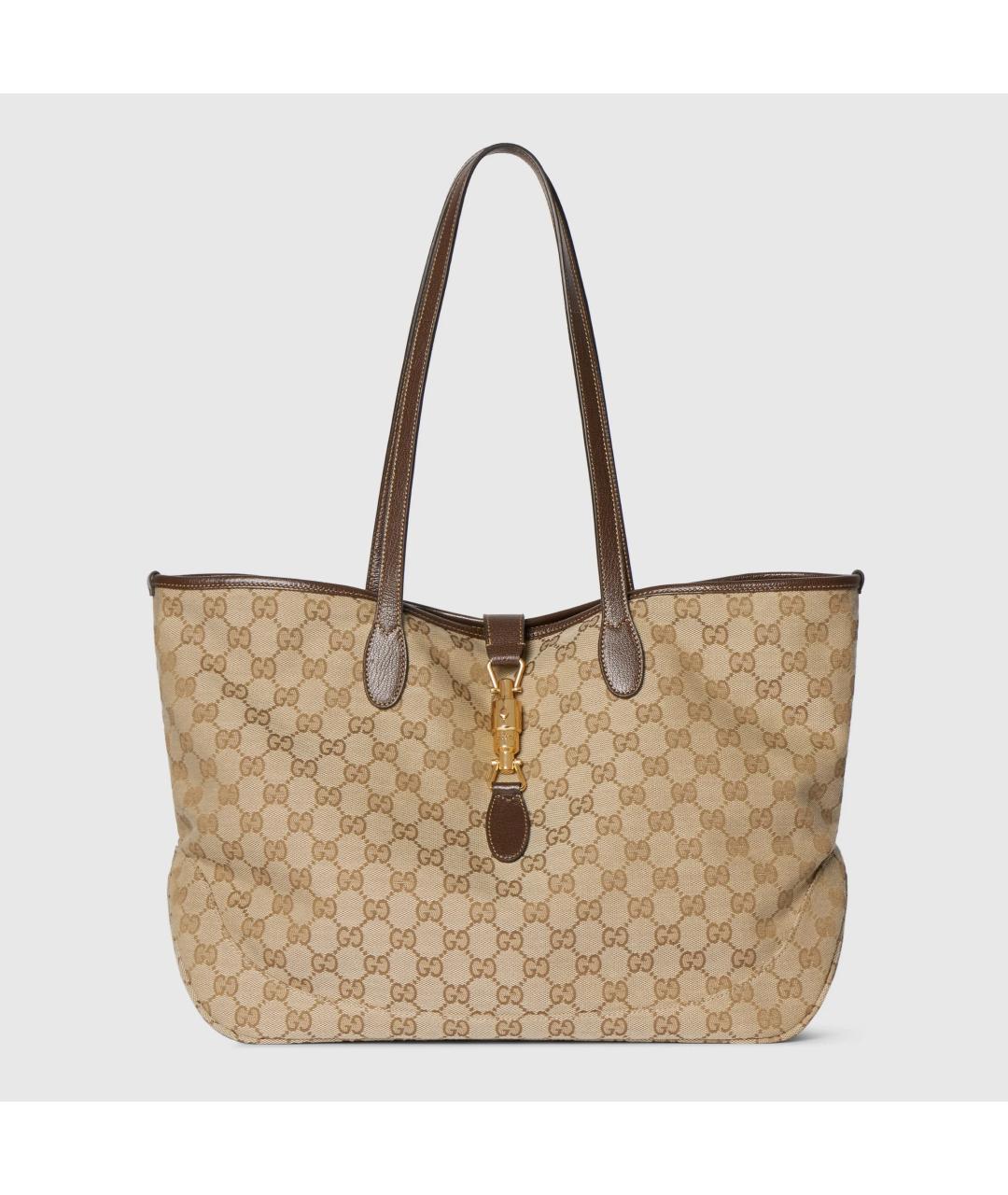 GUCCI Бежевая жаккардовая сумка тоут, фото 1