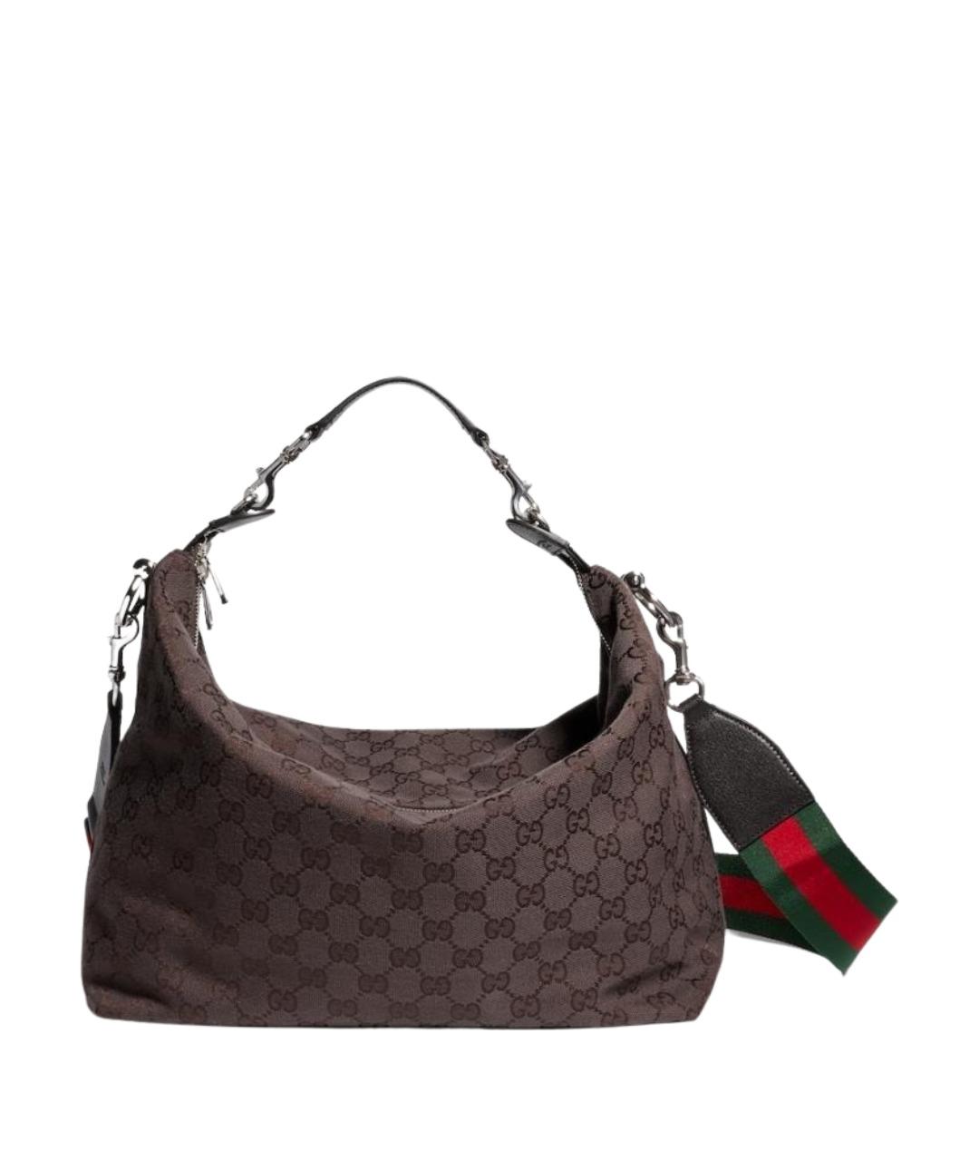 GUCCI Коричневая тканевая сумка на плечо, фото 1