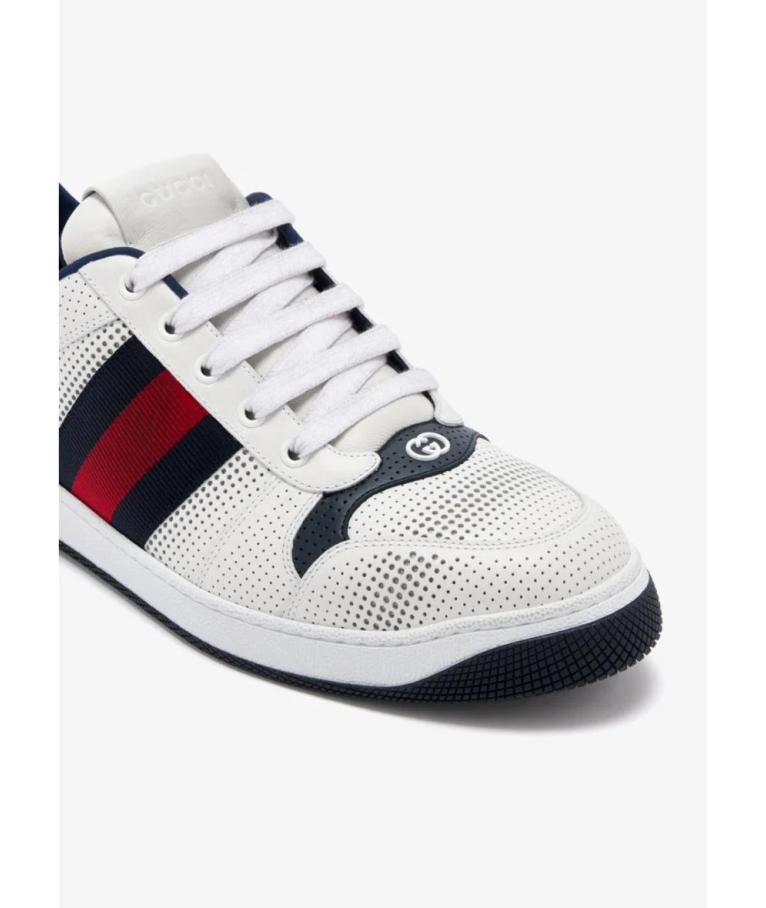 GUCCI Белые кожаные низкие кроссовки / кеды, фото 2