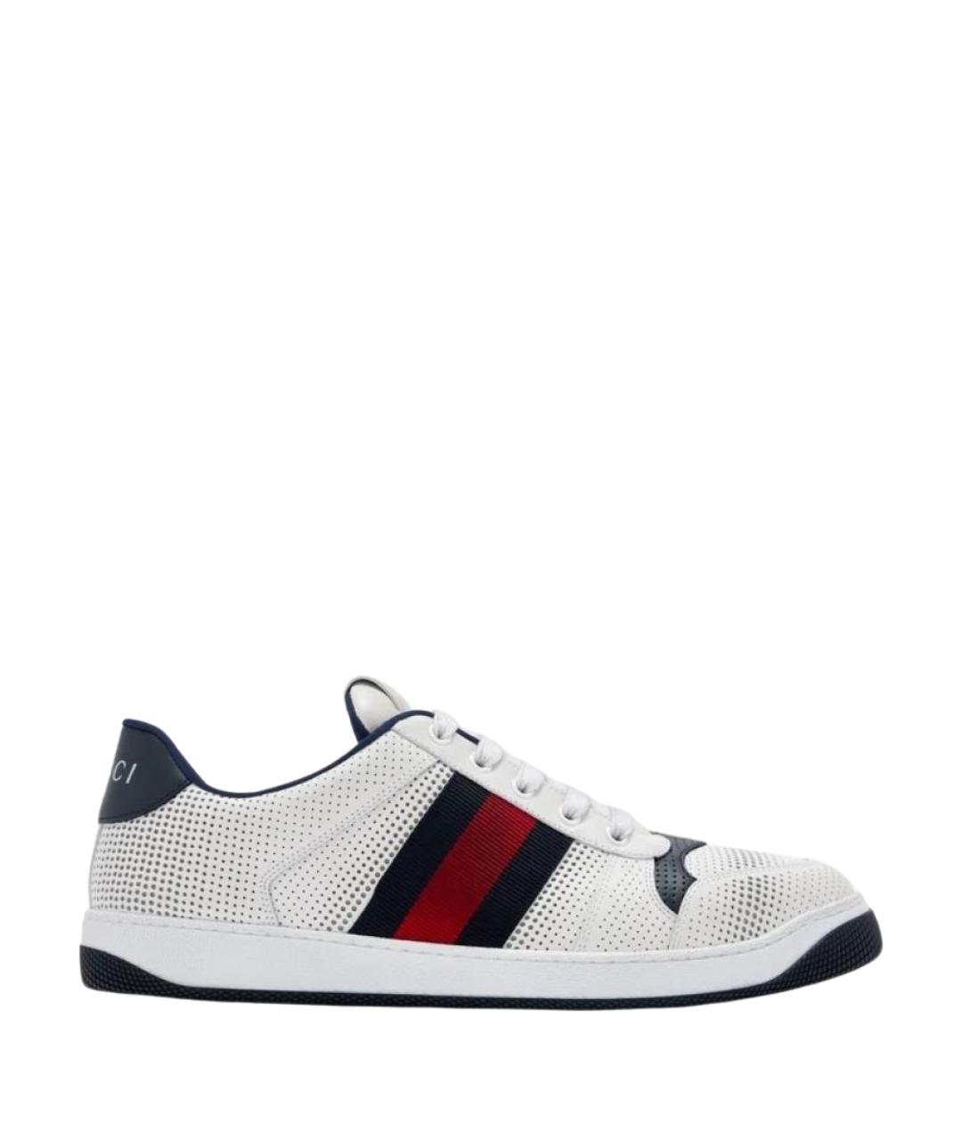 GUCCI Белые кожаные низкие кроссовки / кеды, фото 1
