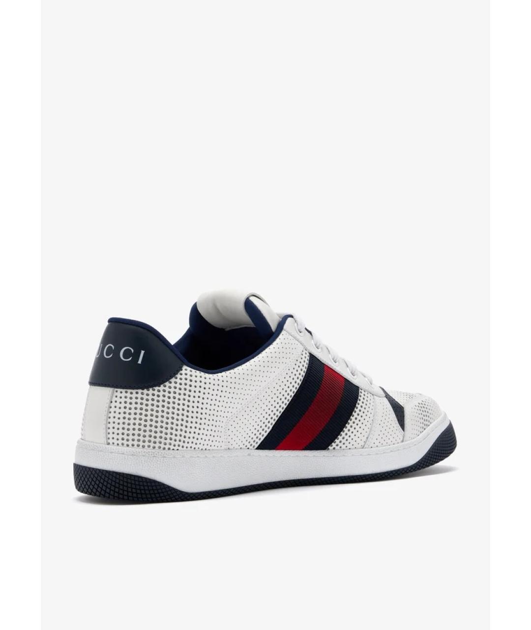 GUCCI Белые кожаные низкие кроссовки / кеды, фото 4