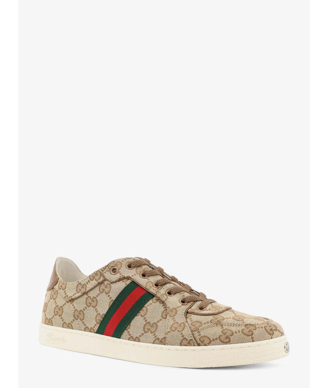GUCCI Бежевые текстильные низкие кроссовки / кеды, фото 5