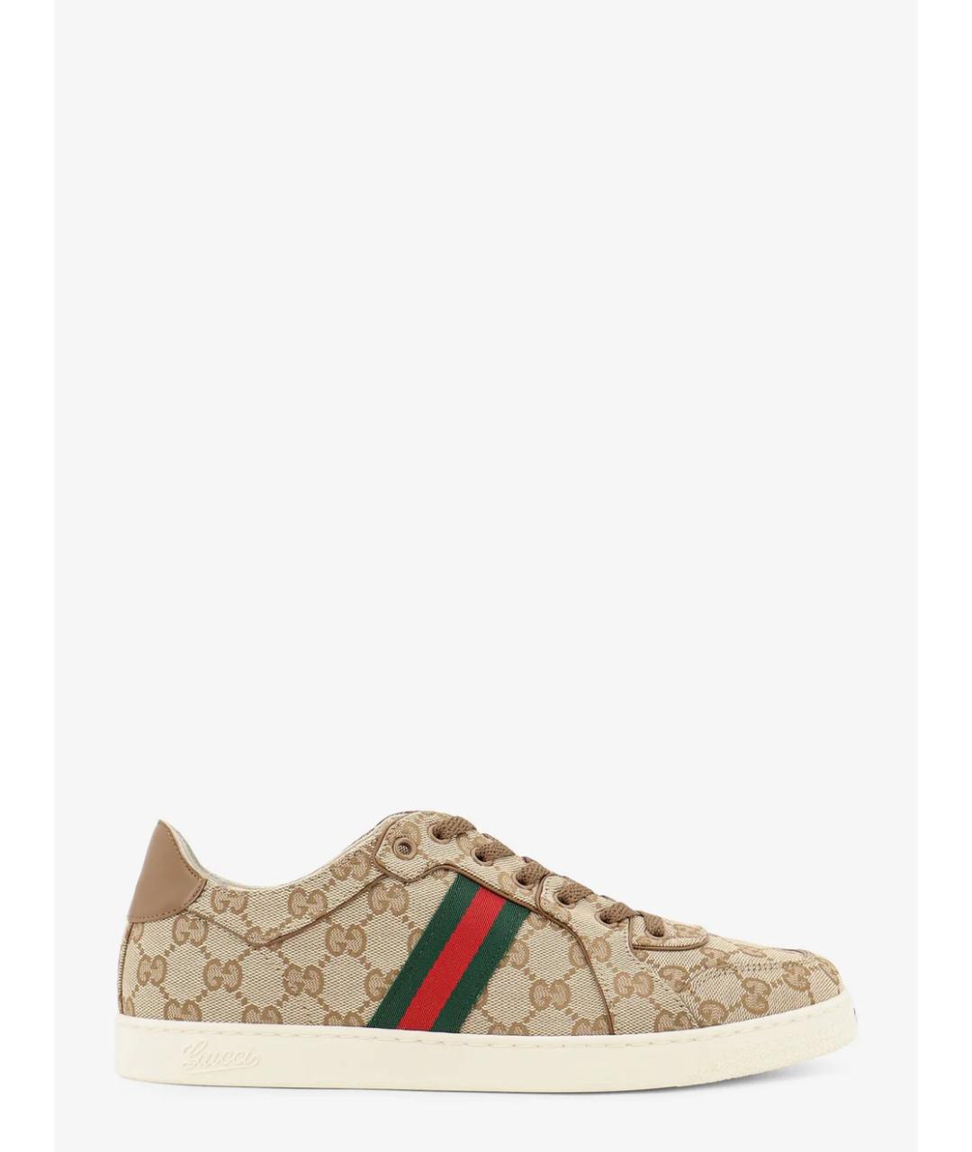 GUCCI Бежевые текстильные низкие кроссовки / кеды, фото 6