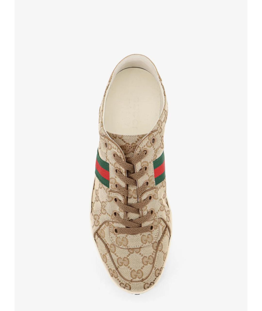 GUCCI Бежевые текстильные низкие кроссовки / кеды, фото 3