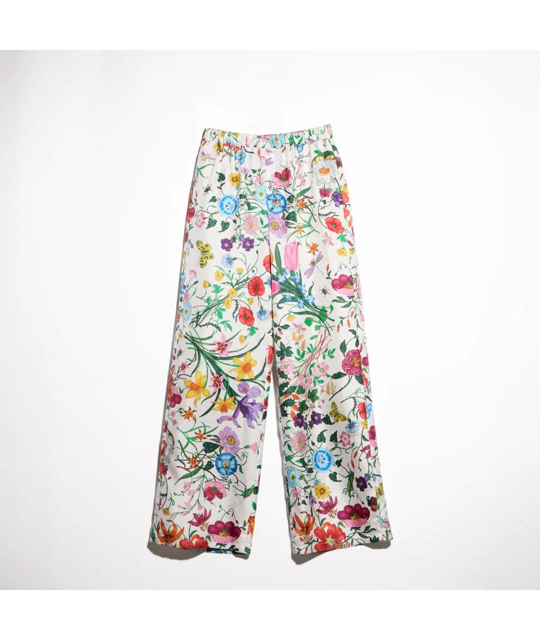 GUCCI Белые шелковые прямые брюки, фото 3