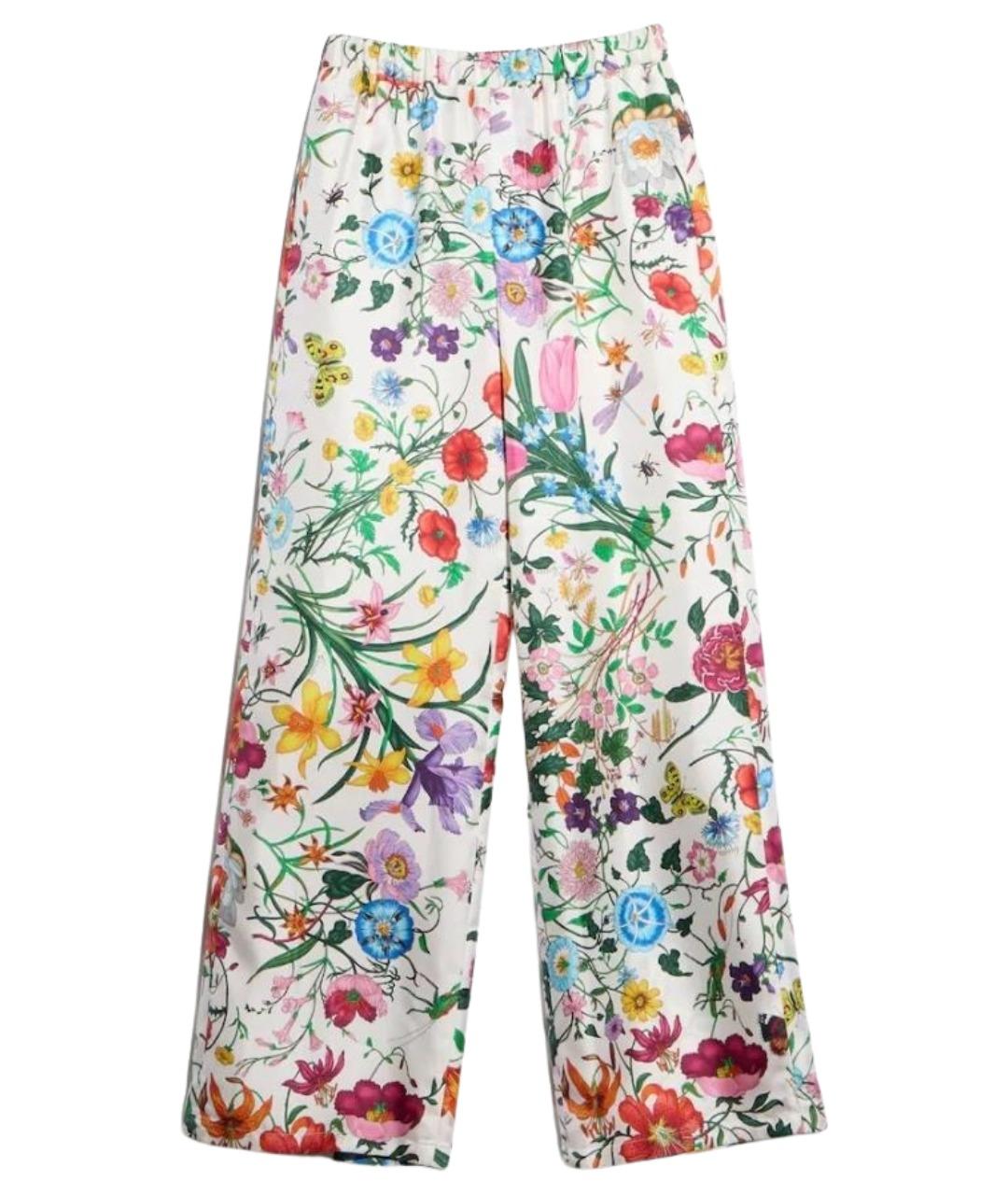 GUCCI Белые шелковые прямые брюки, фото 1