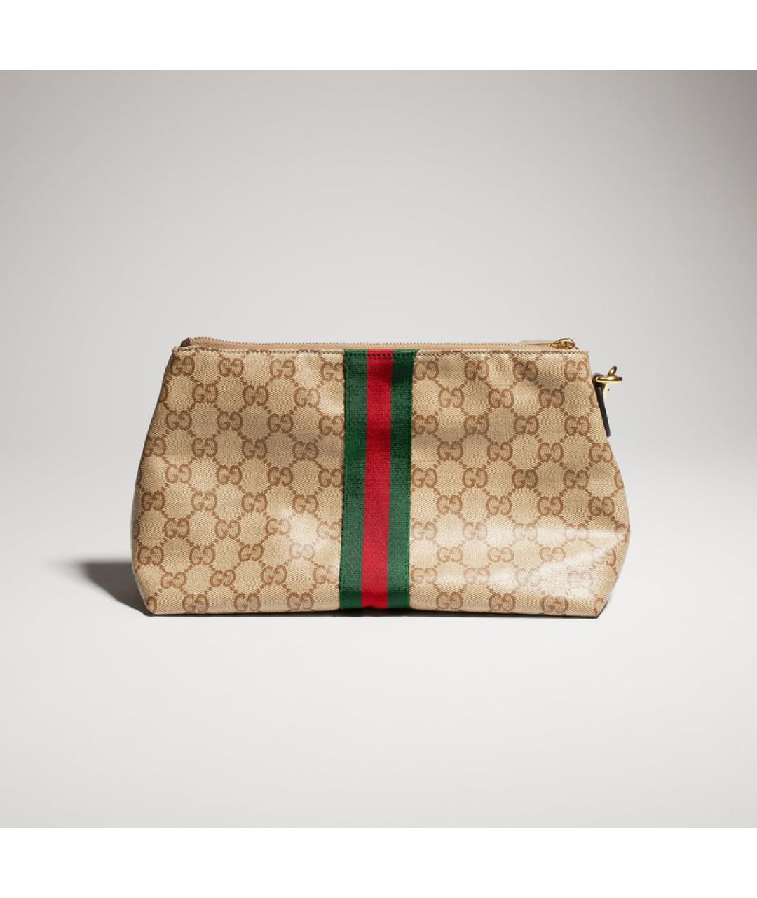 GUCCI Бежевая хлопковая барсетка, фото 3