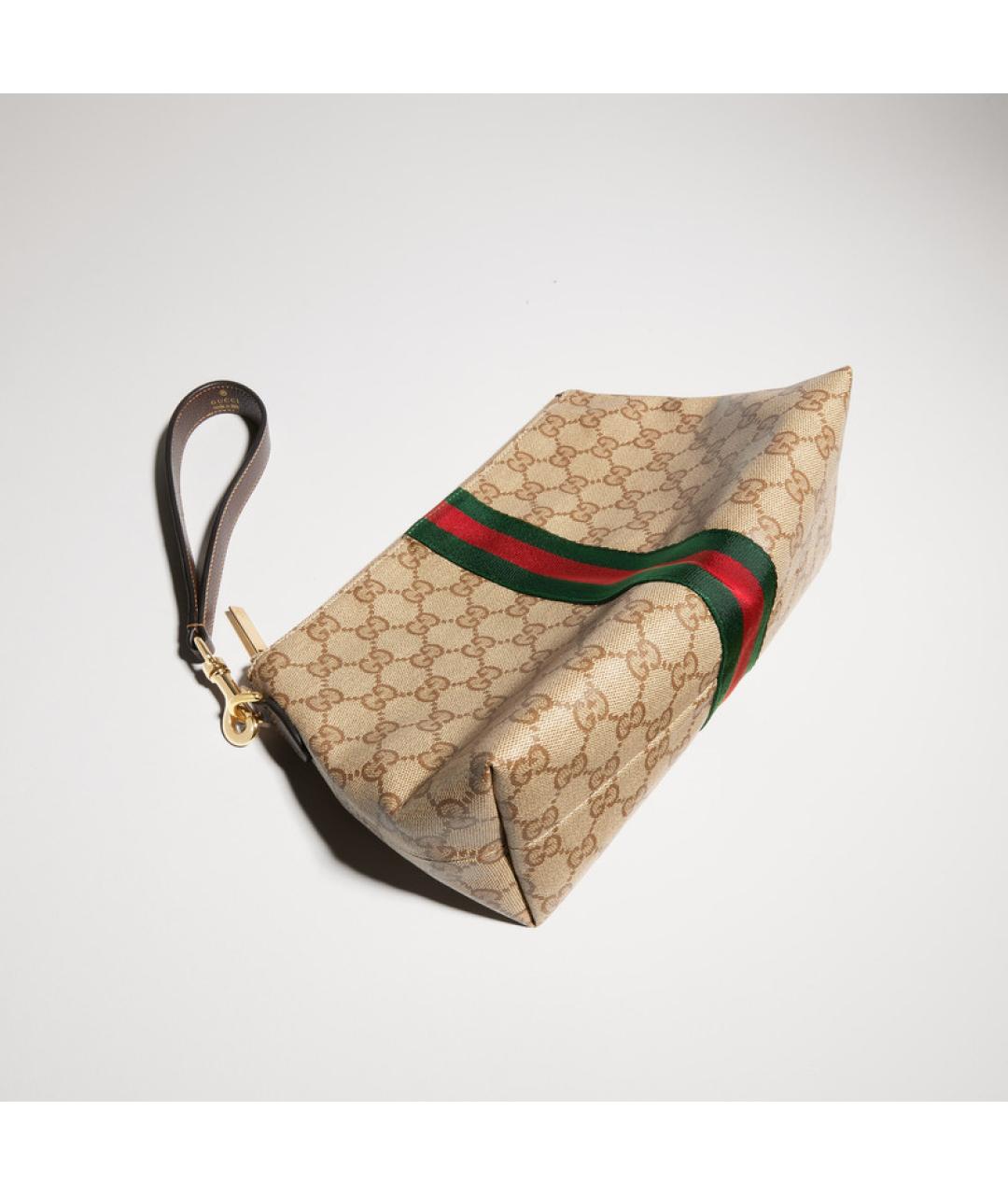 GUCCI Бежевая хлопковая барсетка, фото 2