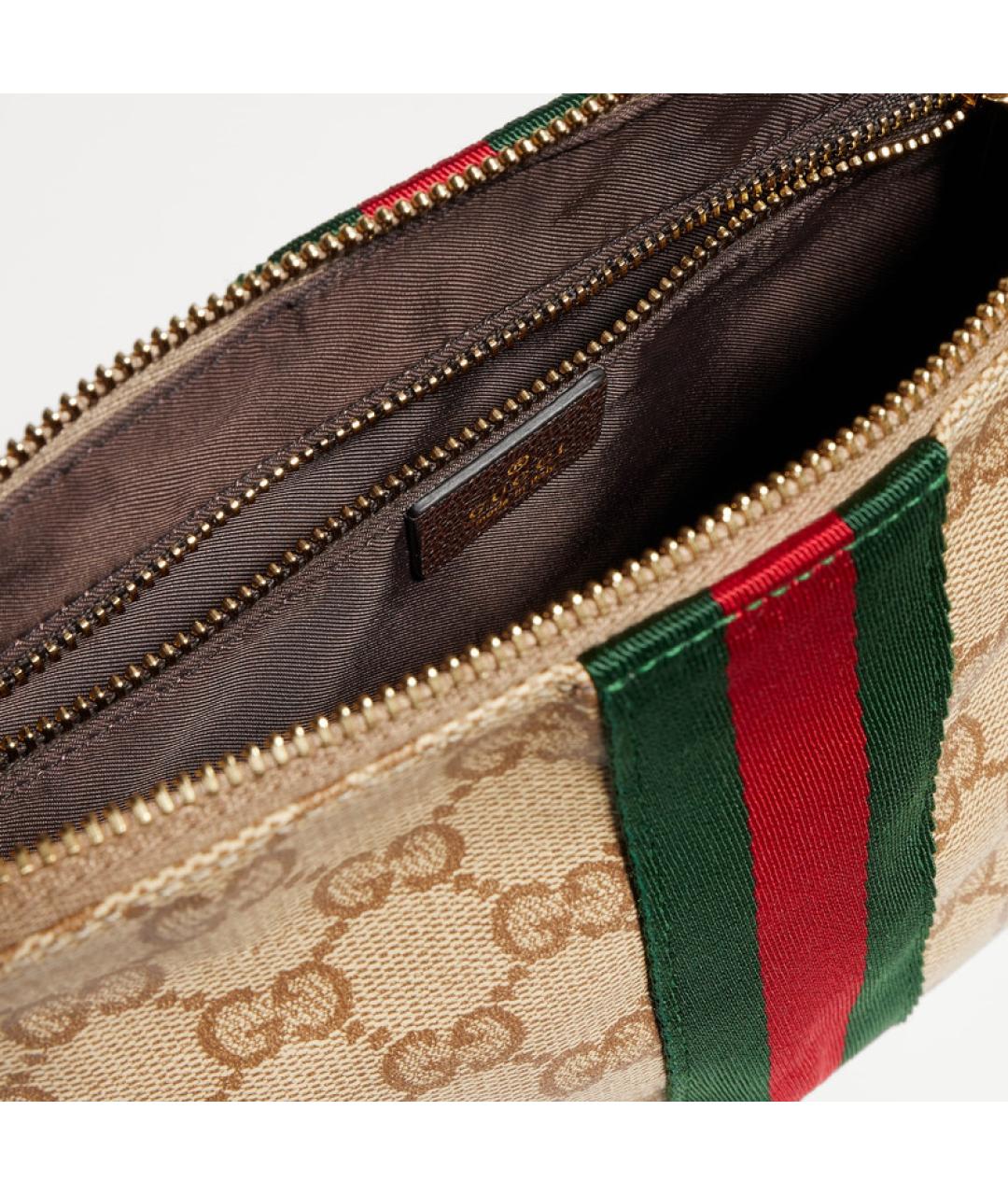 GUCCI Бежевая хлопковая барсетка, фото 6