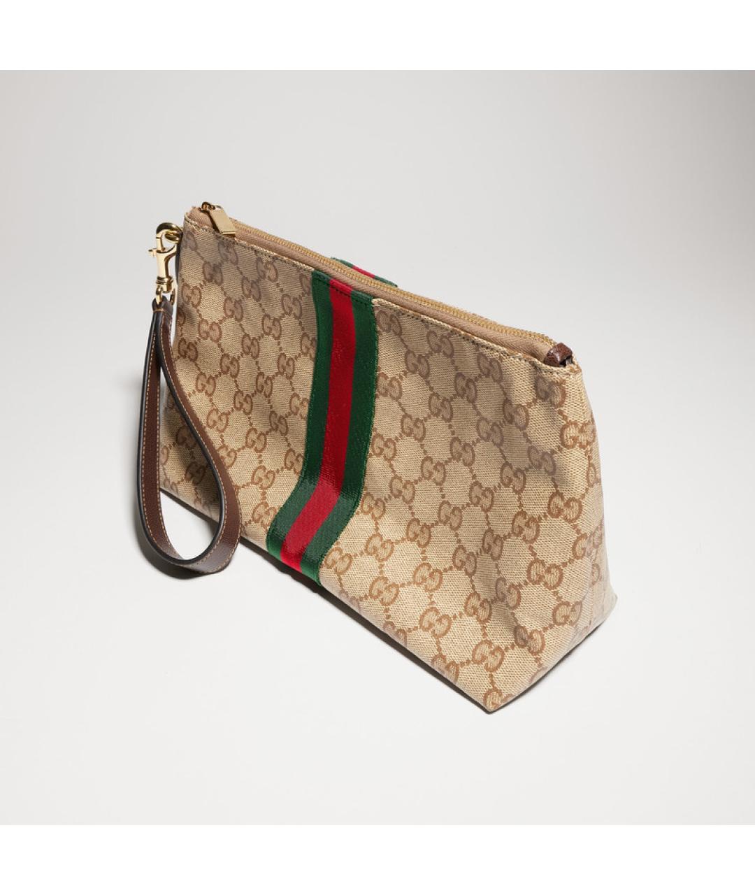 GUCCI Бежевая хлопковая барсетка, фото 4