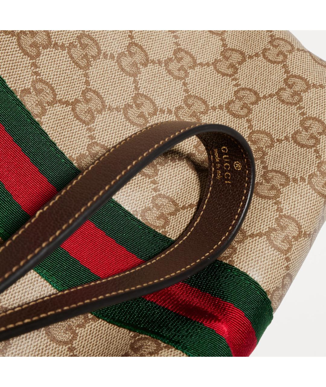 GUCCI Бежевая хлопковая барсетка, фото 5
