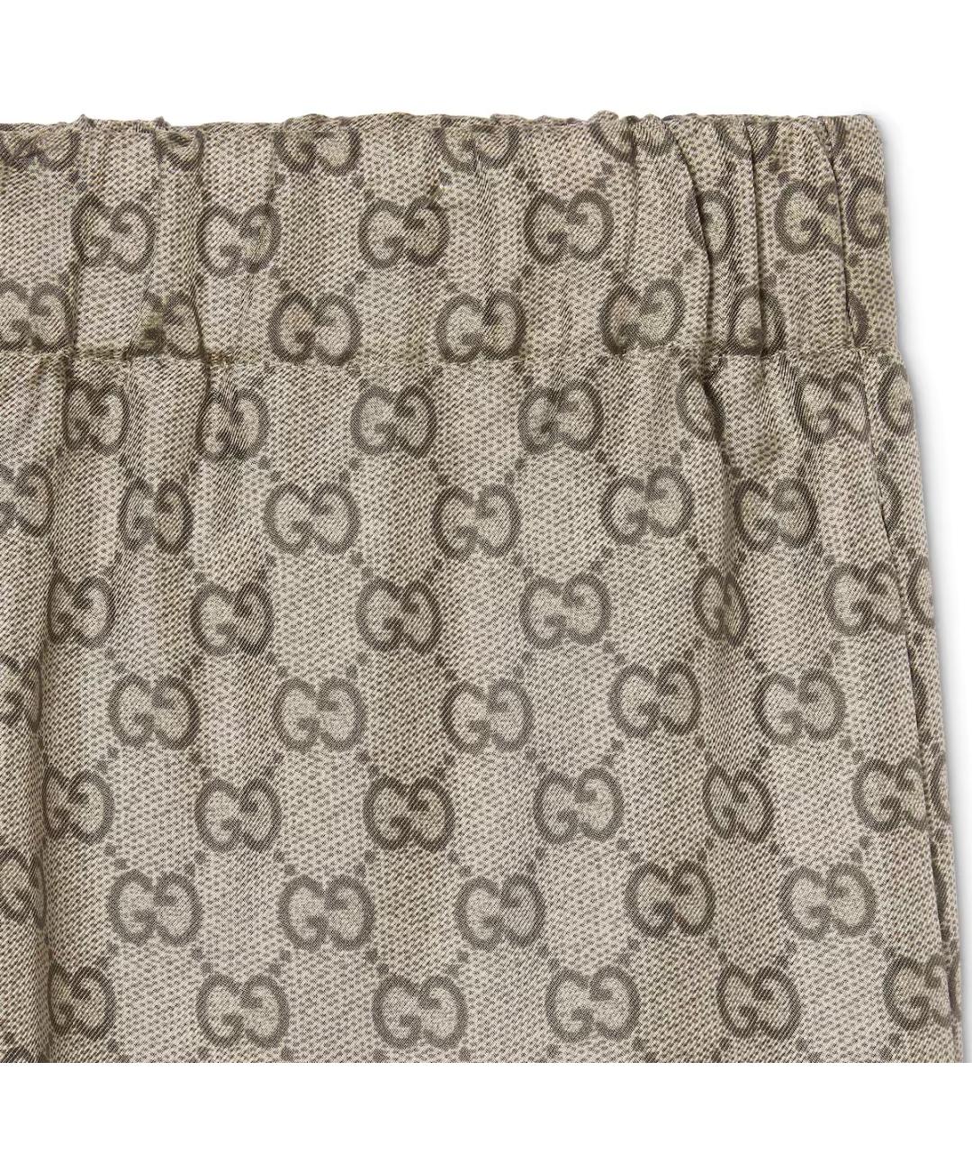 GUCCI Бежевые шелковые прямые брюки, фото 2