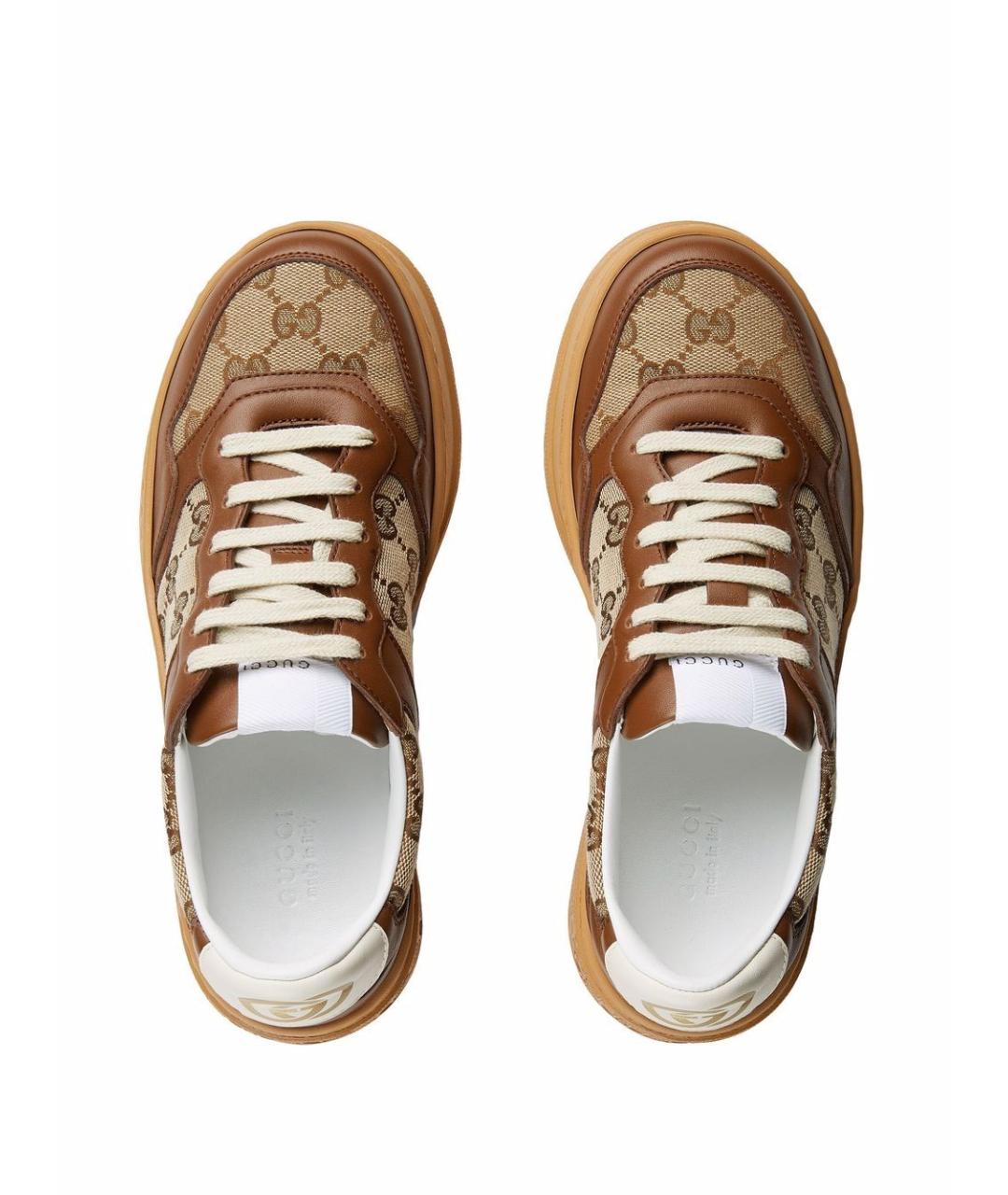 GUCCI Коричневые кожаные кроссовки, фото 4